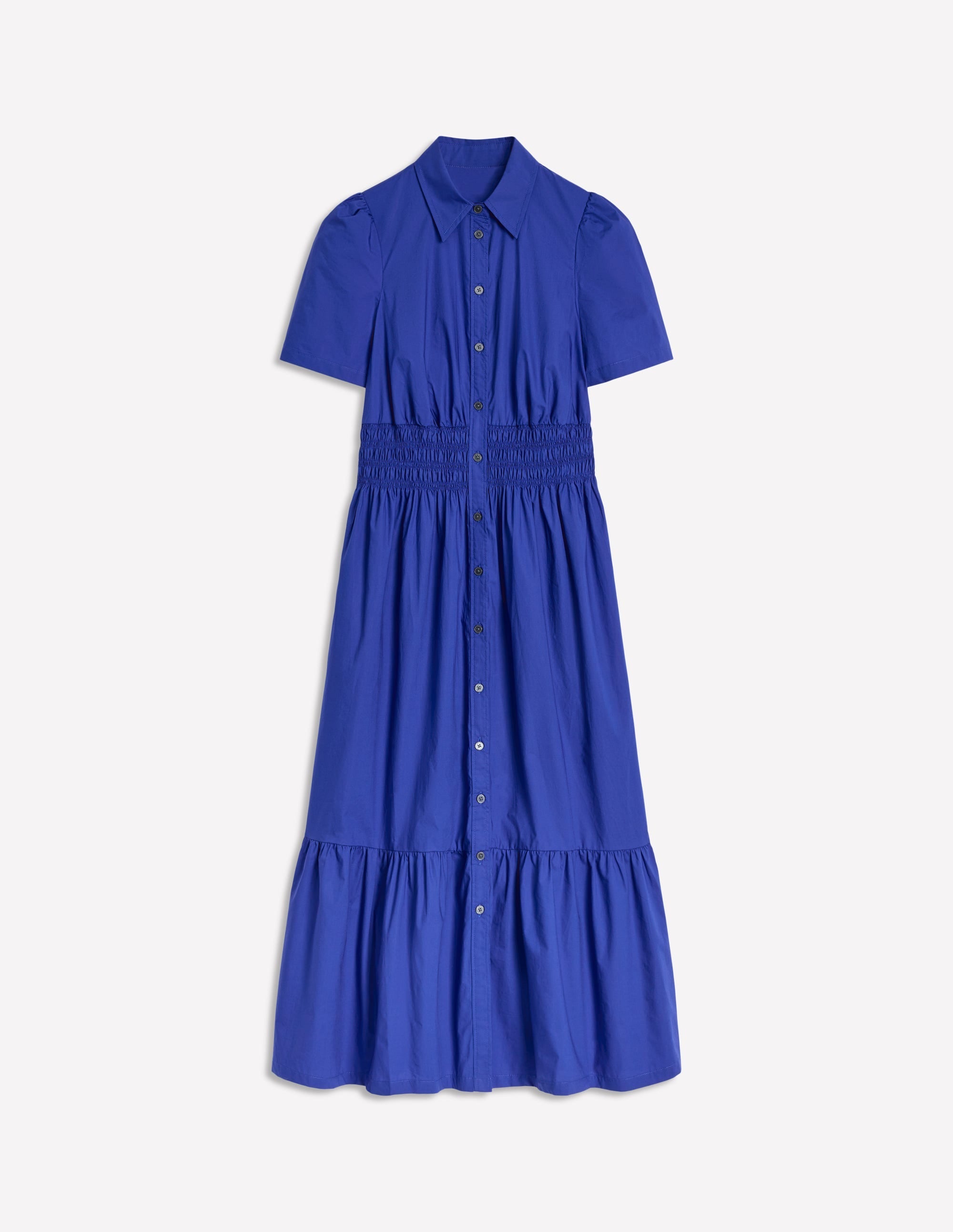 Smocked Waist Shirt Dress-Bright Blue - Image 7