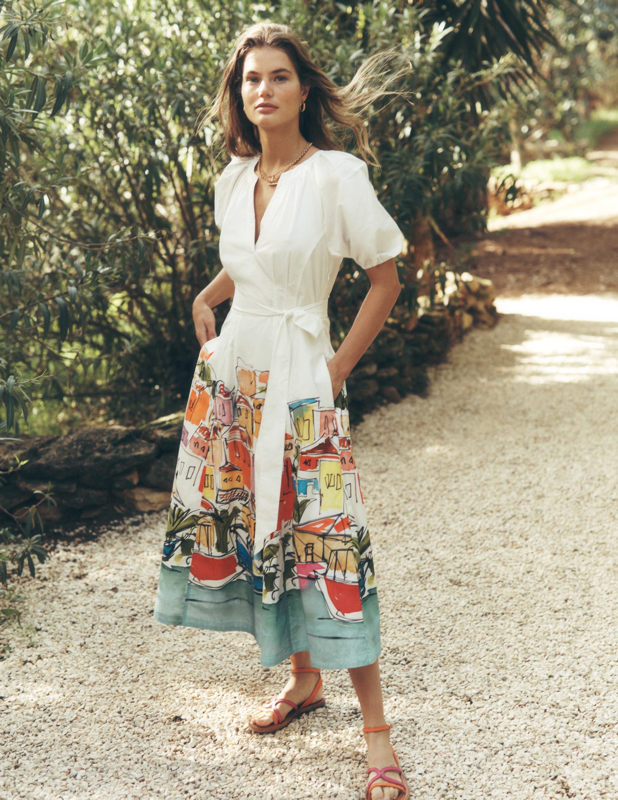 Bria Puff Sleeve Midi Dress-Multi, Rainbow Village - Image 7
