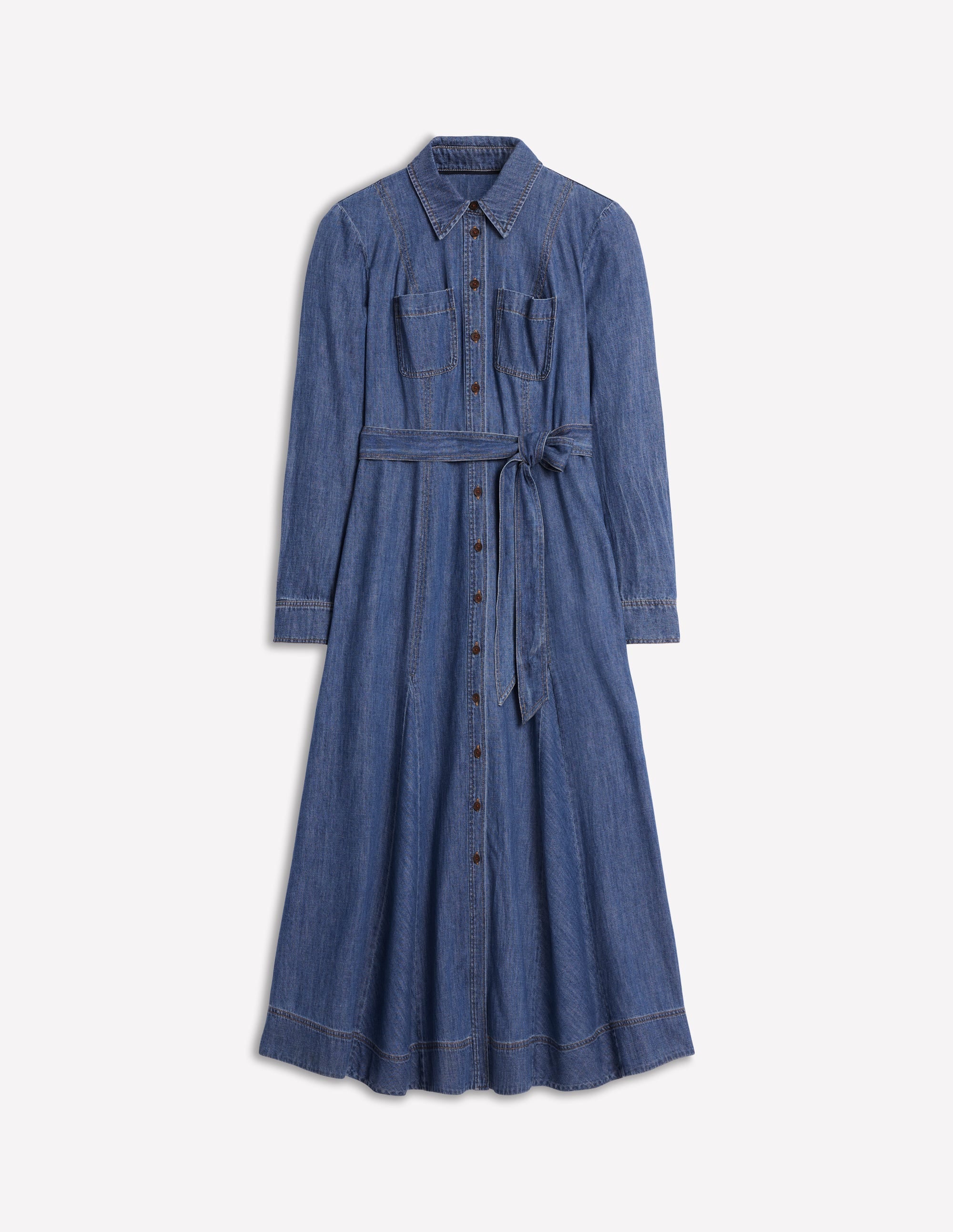 Tess Denim Midi Shirt Dress-Mid Vintage - Image 2