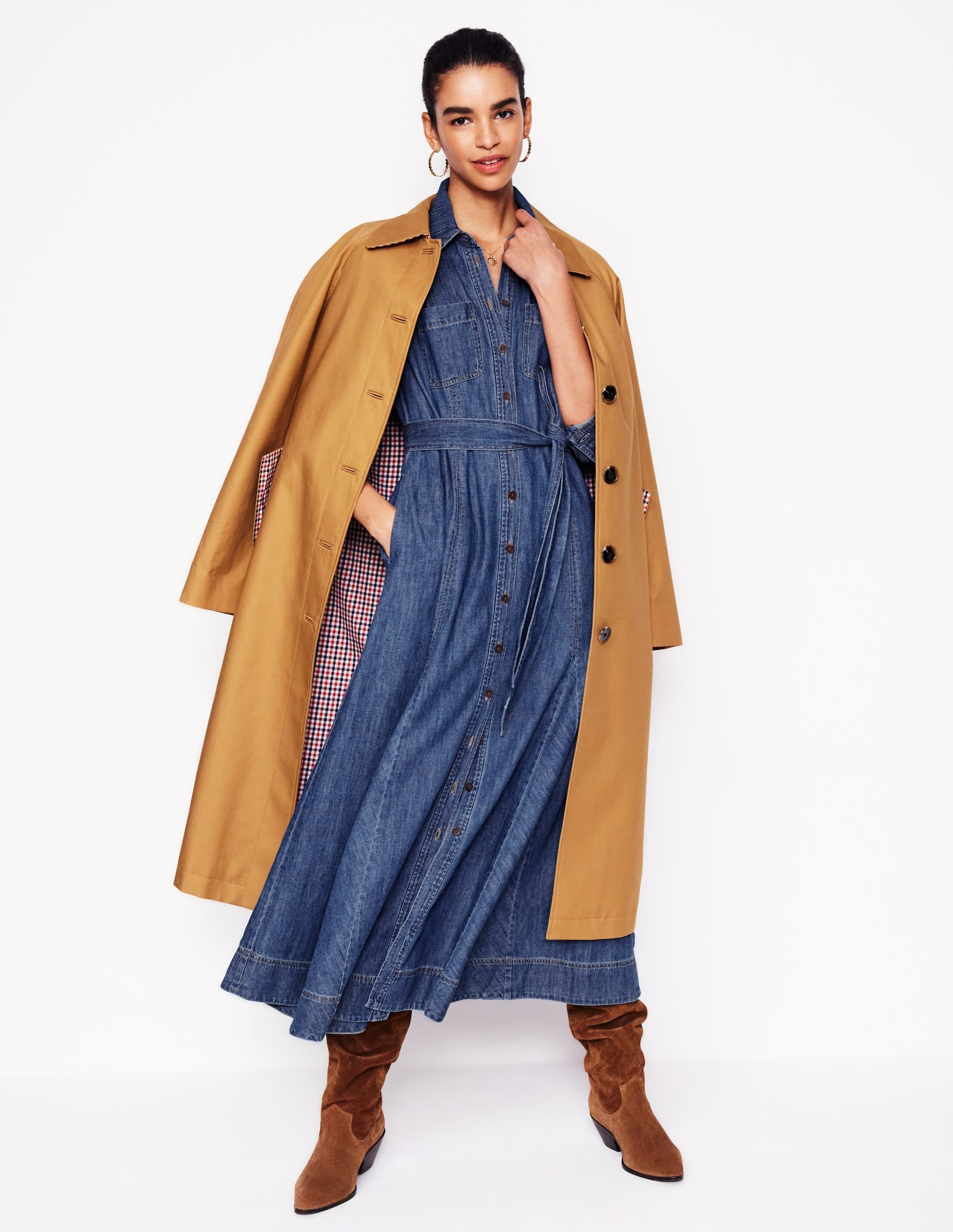 Tess Denim Midi Shirt Dress-Mid Vintage - Image 1
