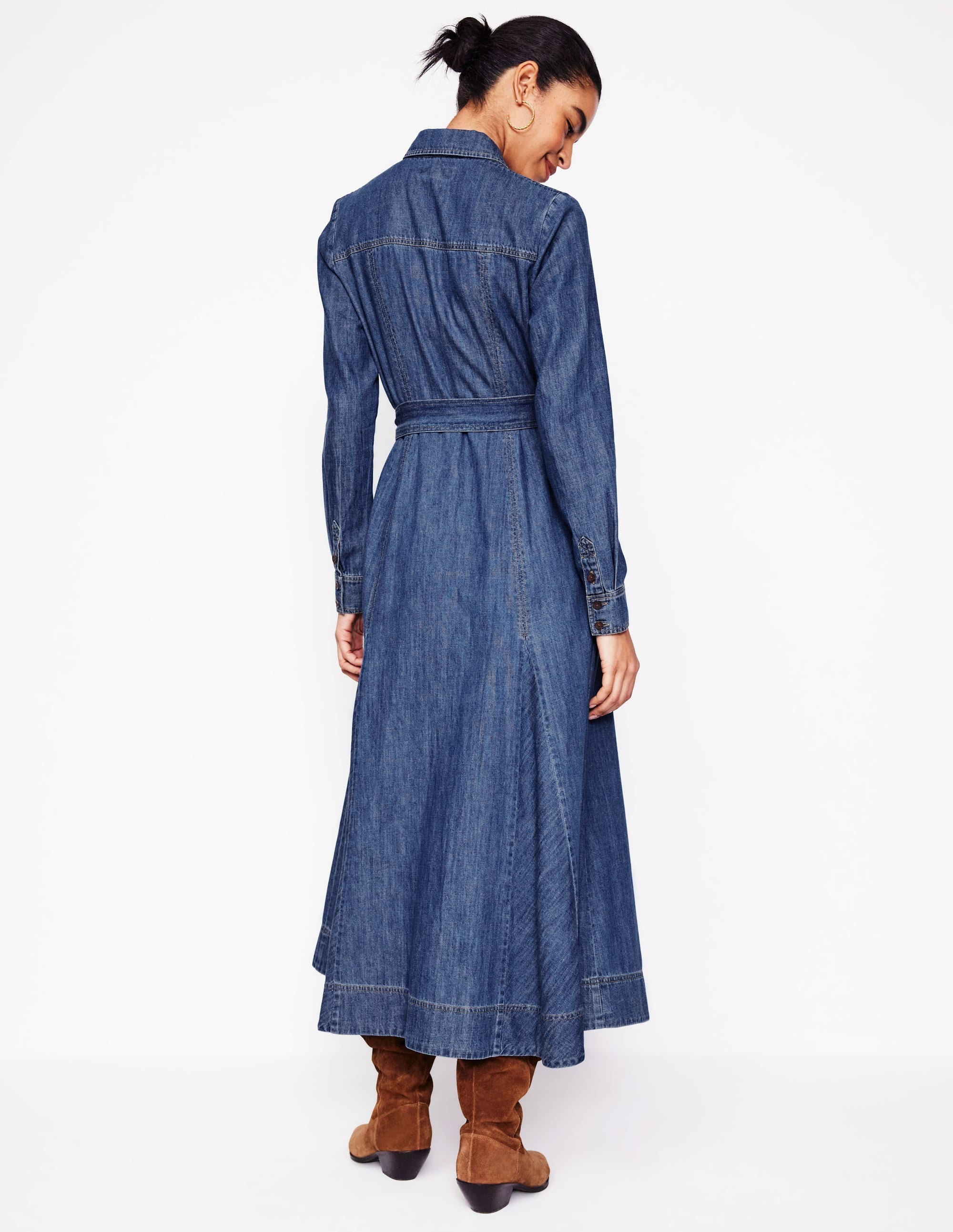 Tess Denim Midi Shirt Dress-Mid Vintage - Image 5