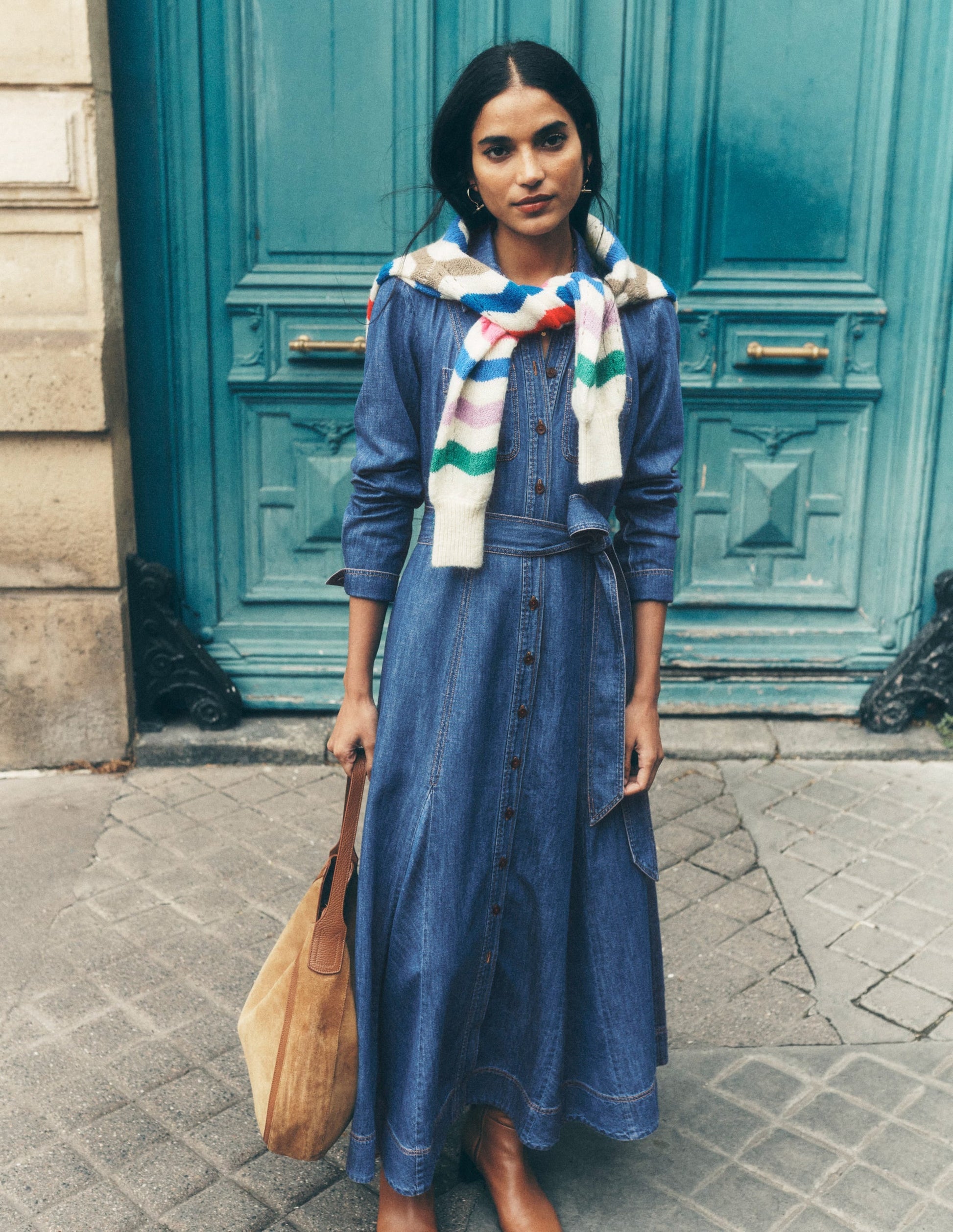 Tess Denim Midi Shirt Dress-Mid Vintage-3