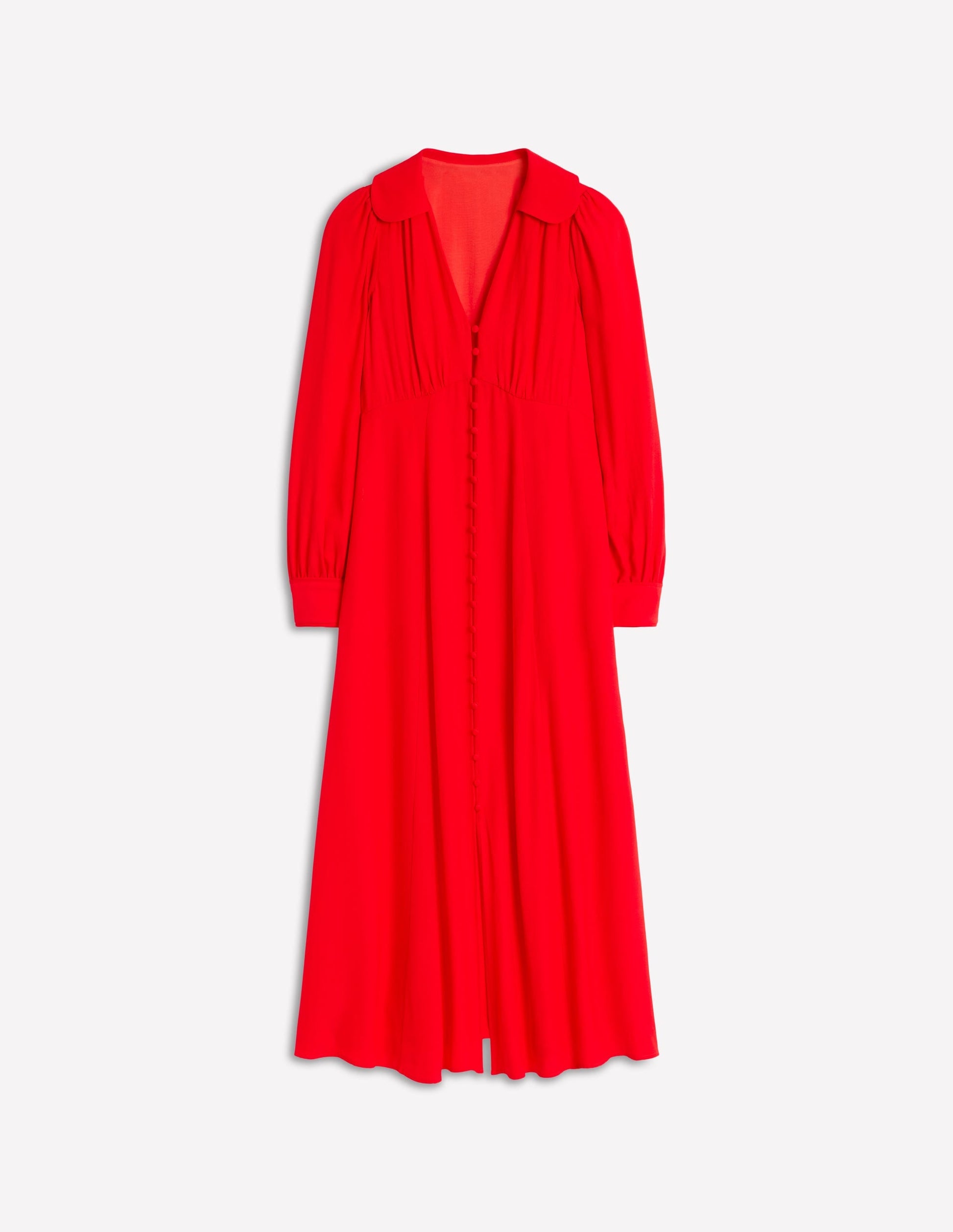 Scalloped Collar Tea Dress-Poppy Red-7