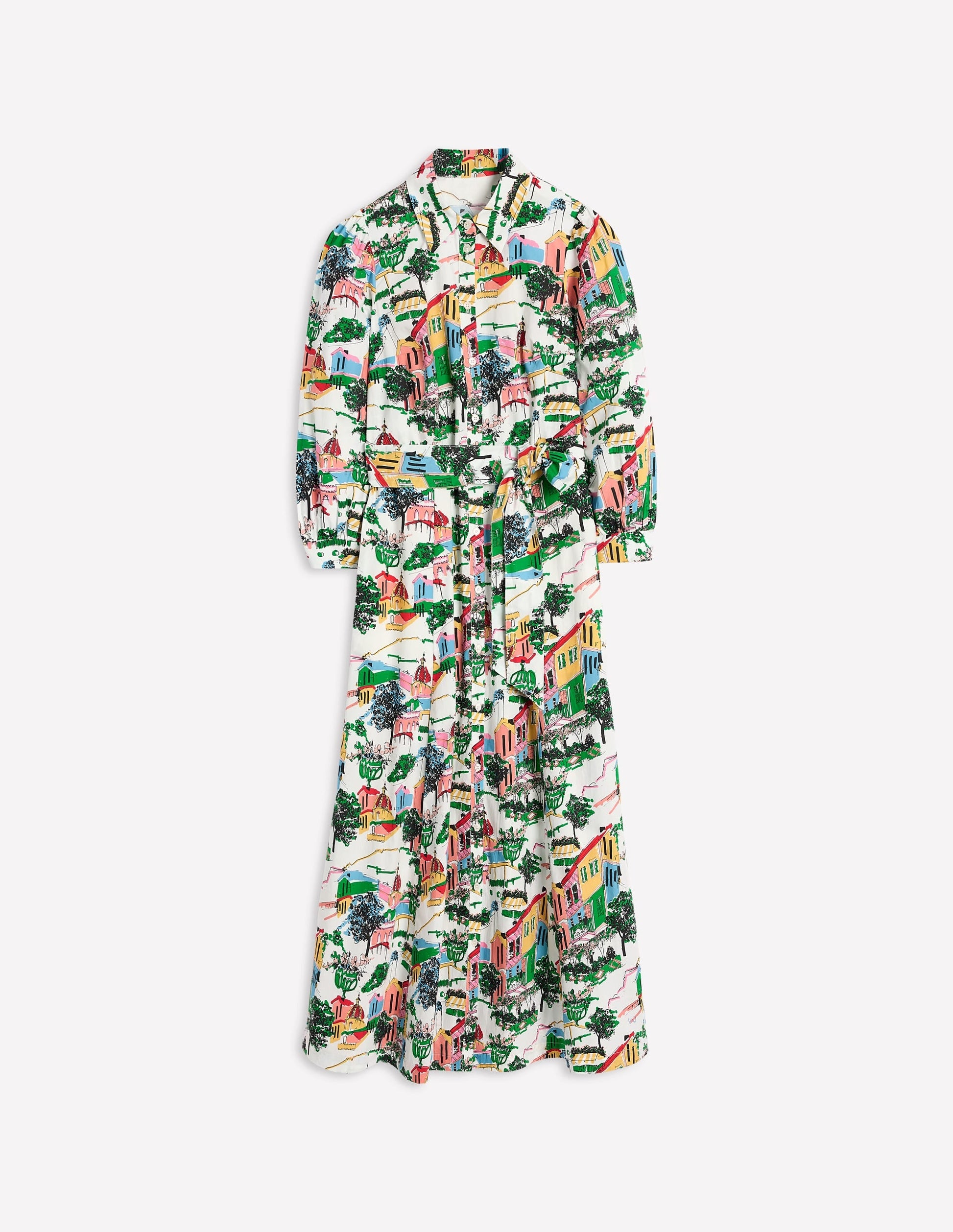 Clara Cotton Shirt Dress-Multi, Painted Village-6