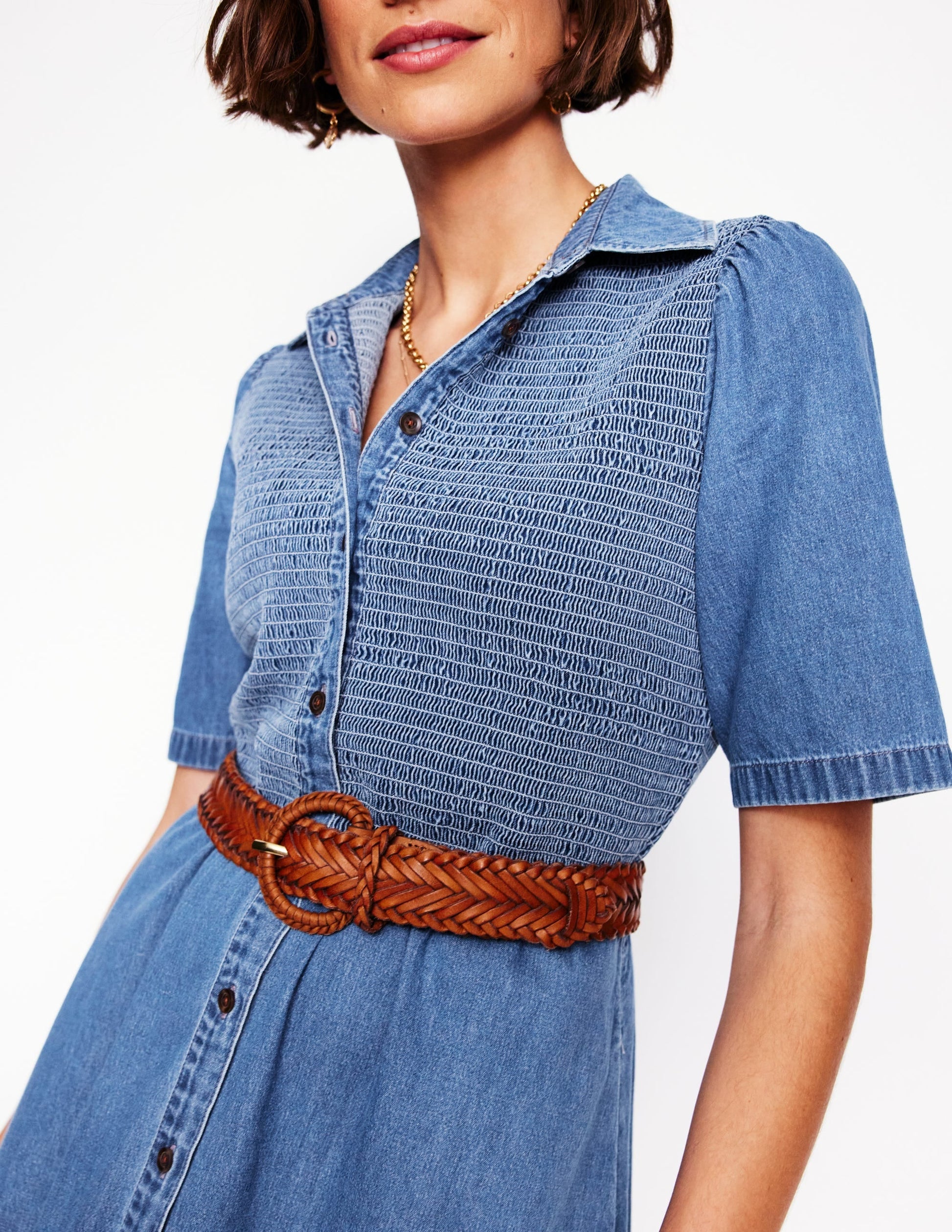 Amber Denim Midi Dress-Light Vintage Denim-4