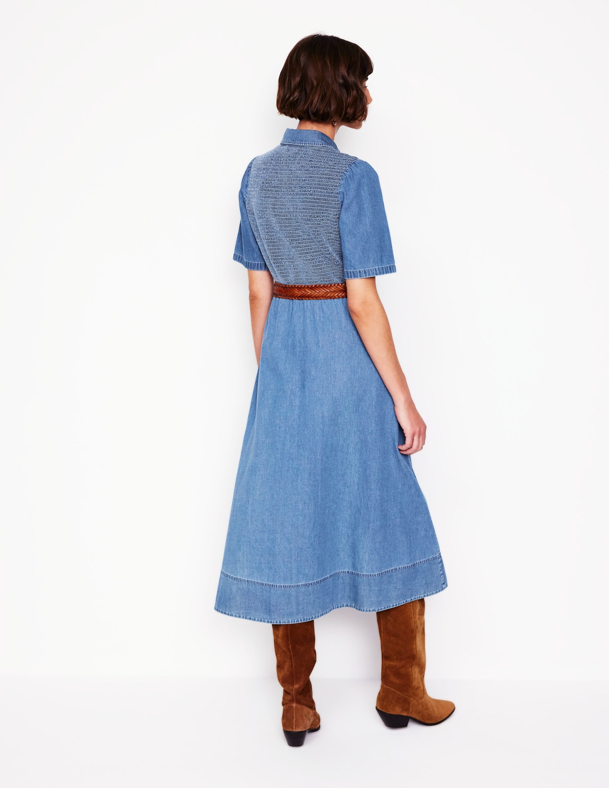 Amber Denim Midi Dress-Light Vintage Denim - Image 5