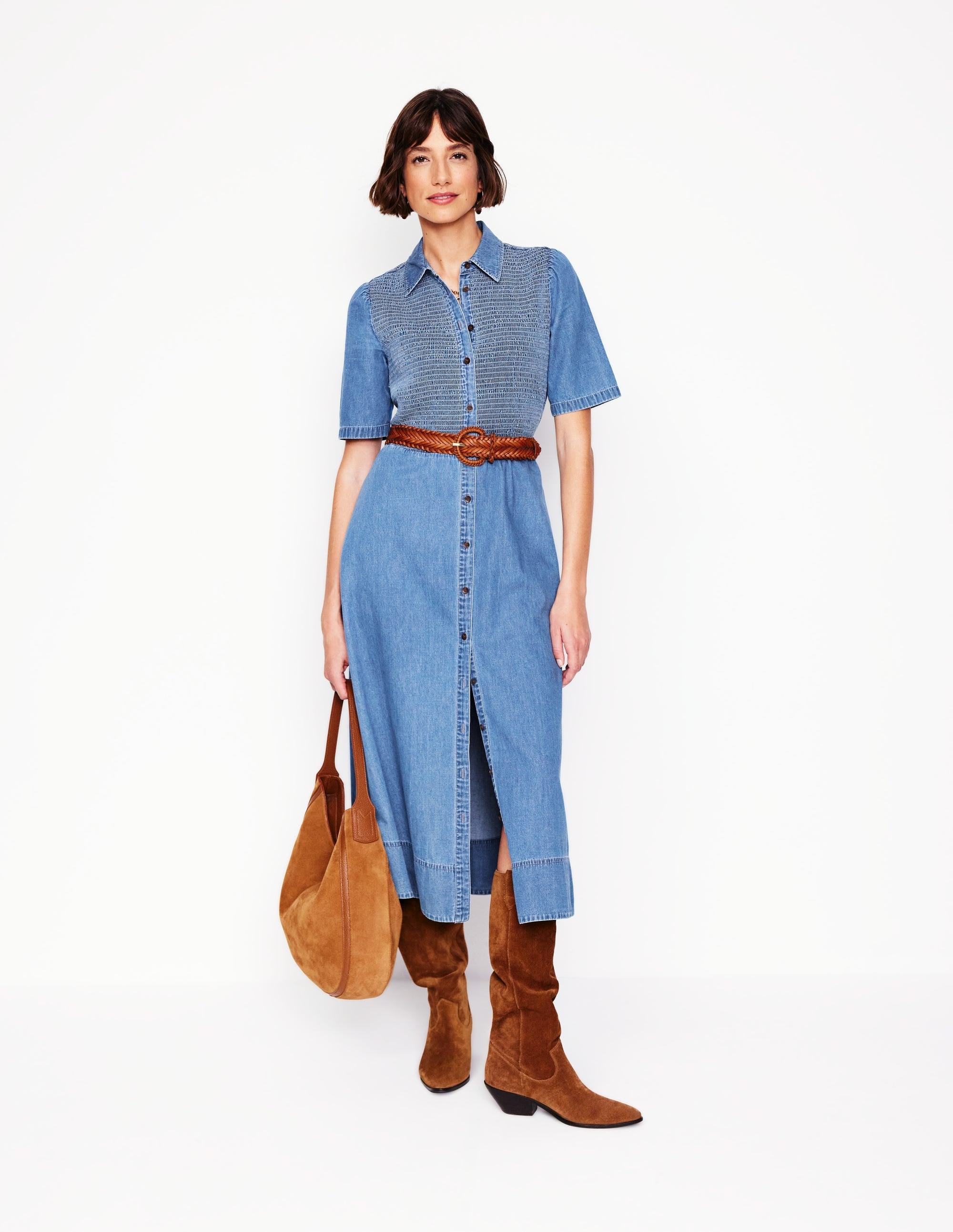 Amber Denim Midi Dress-Light Vintage Denim - Image 6
