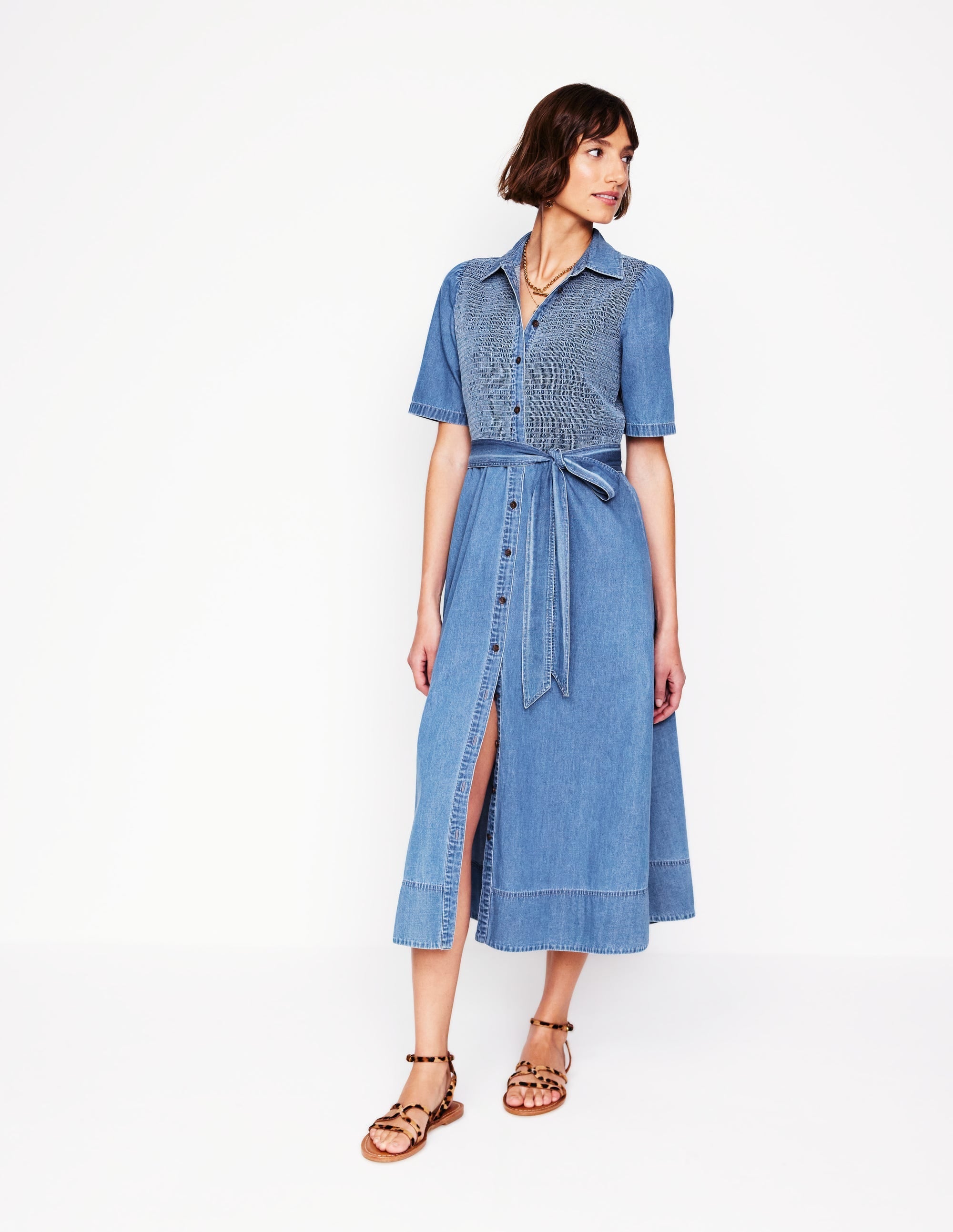 Amber Denim Midi Dress-Light Vintage Denim - Image 7