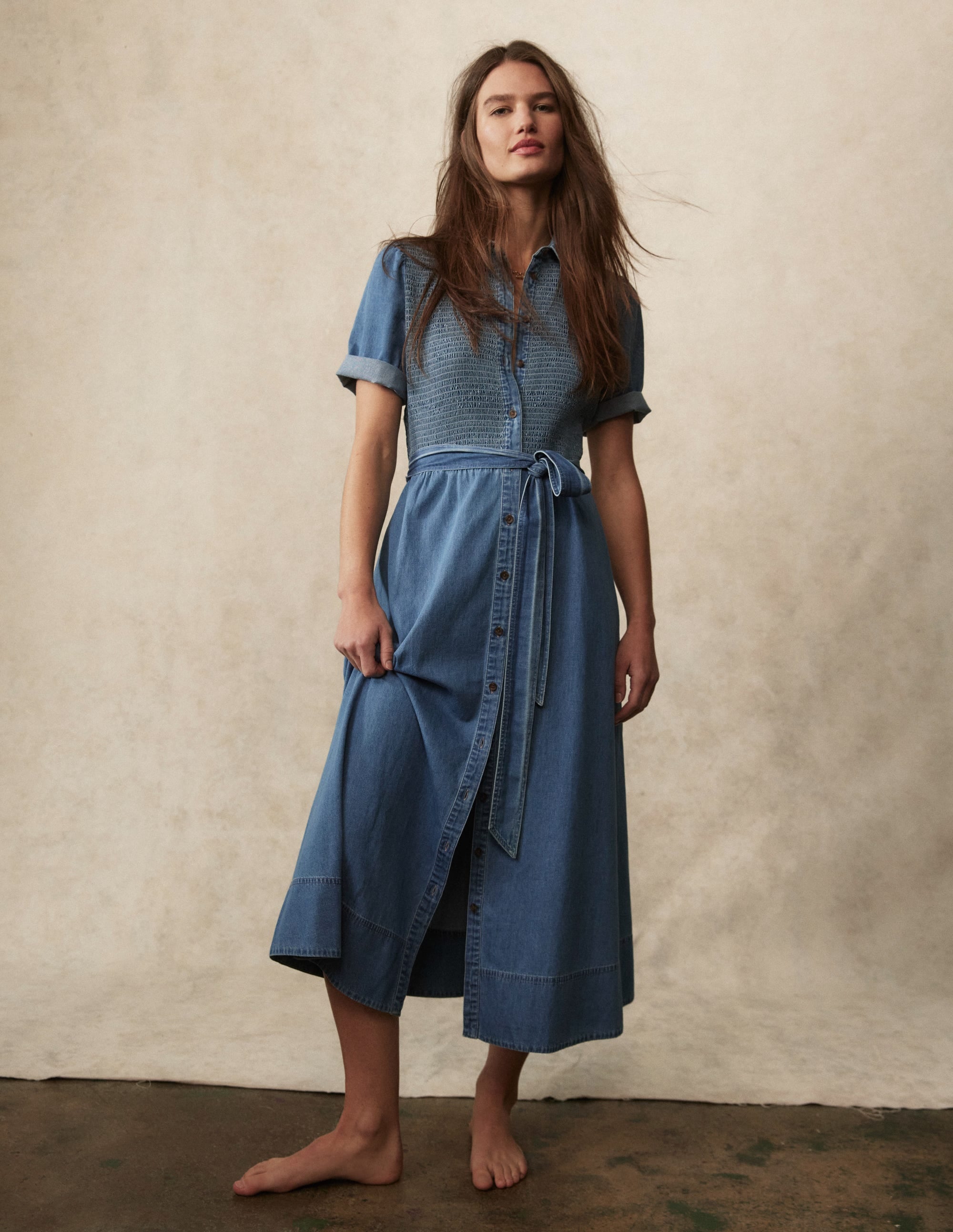 Amber Denim Midi Dress-Light Vintage Denim - Image 1