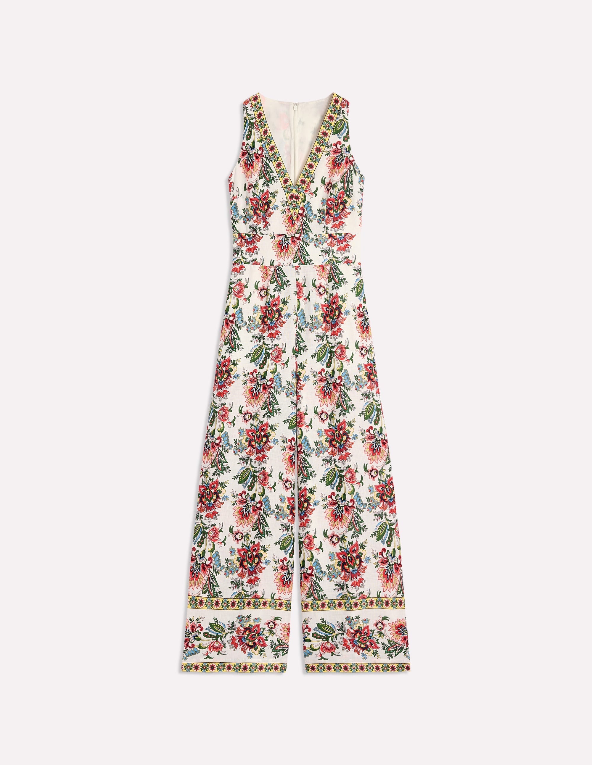 V-Neck Linen Jumpsuit-Ivory, Botanica Terrace - Image 5