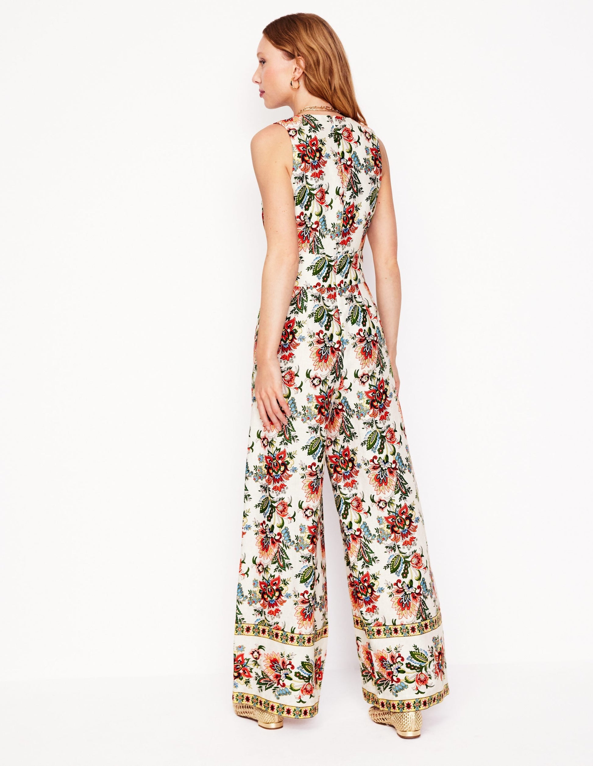 V-Neck Linen Jumpsuit-Ivory, Botanica Terrace-3