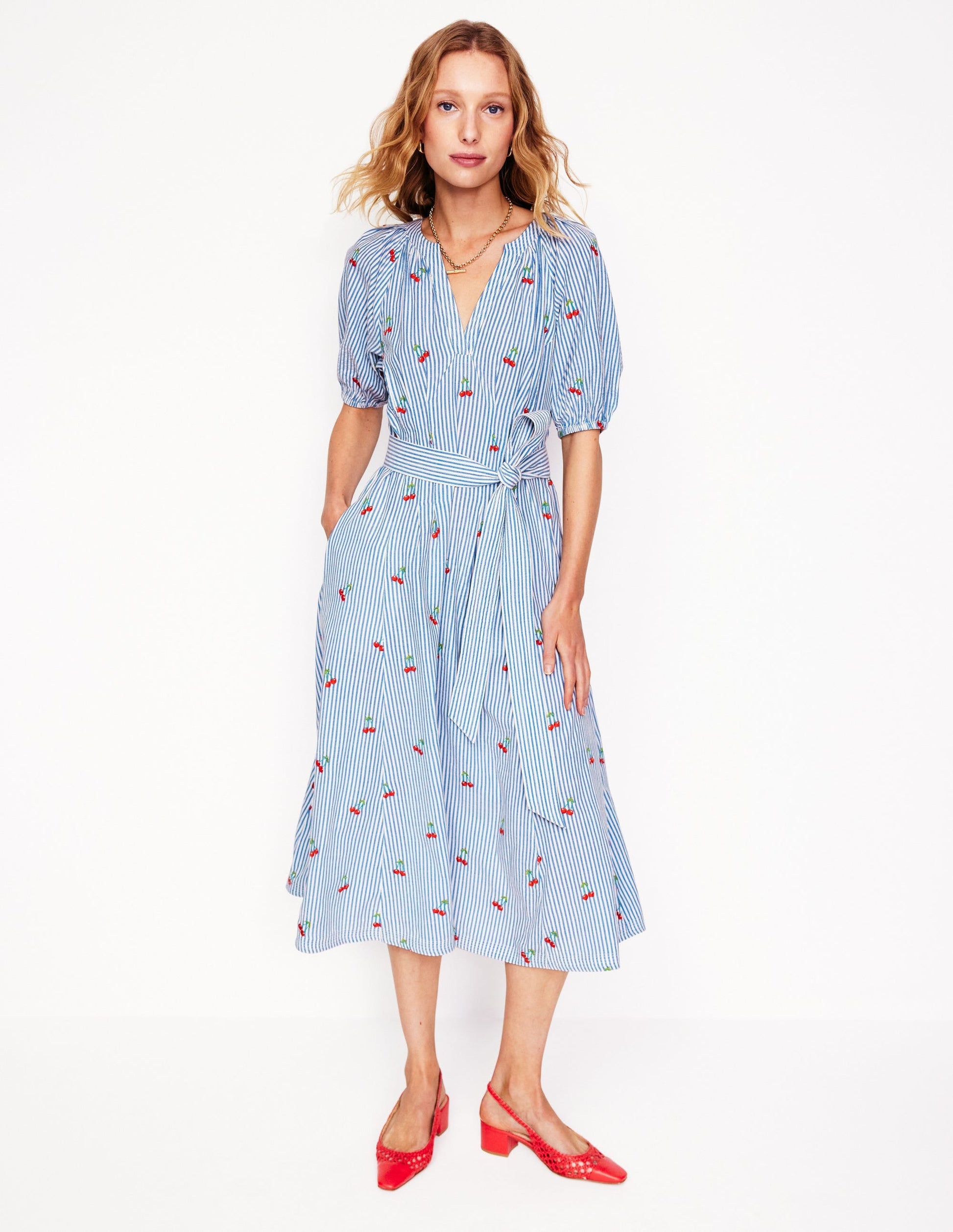 Bria Embroidered Midi Dress-Cherries Embroidery-1