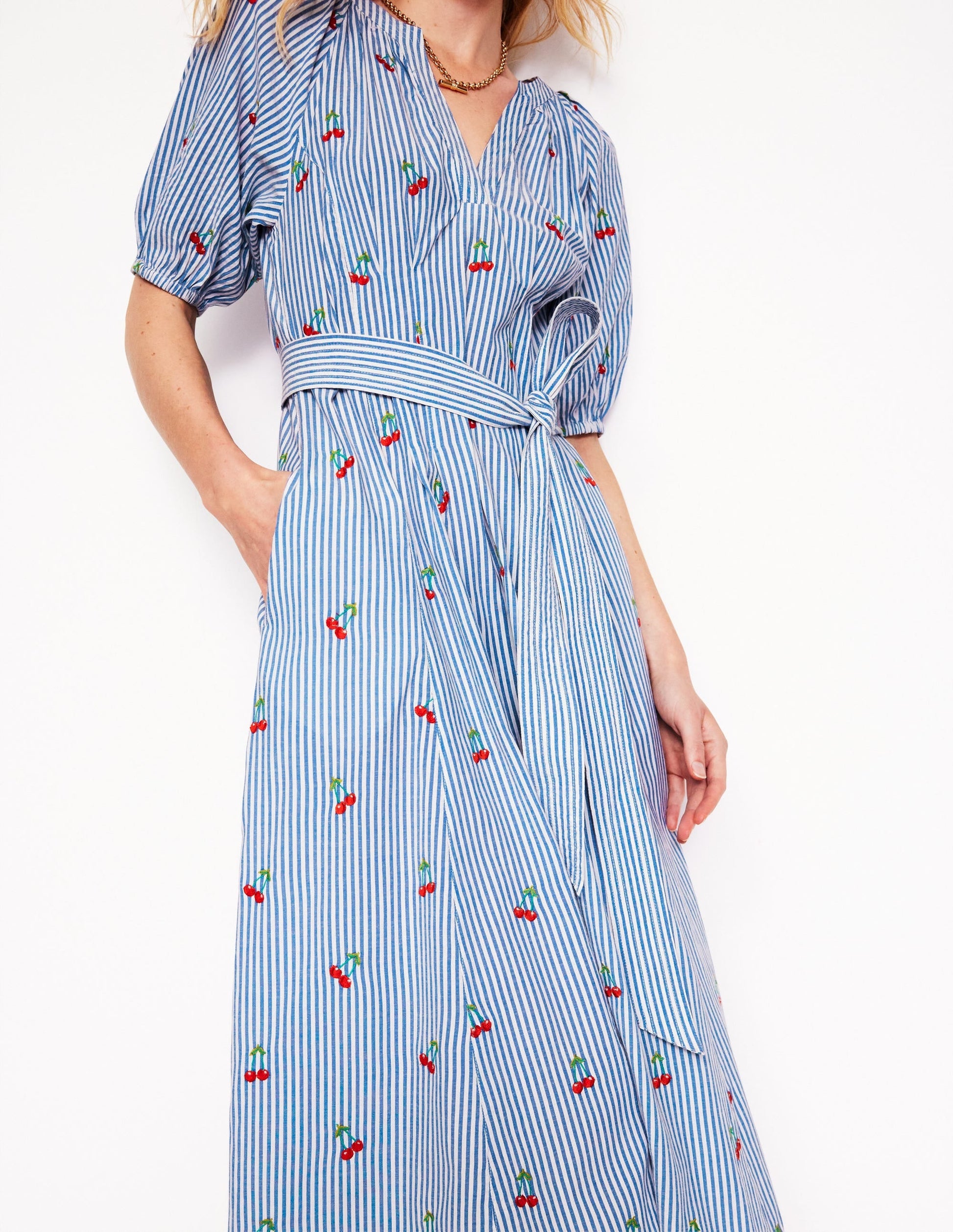 Bria Embroidered Midi Dress-Cherries Embroidery-2