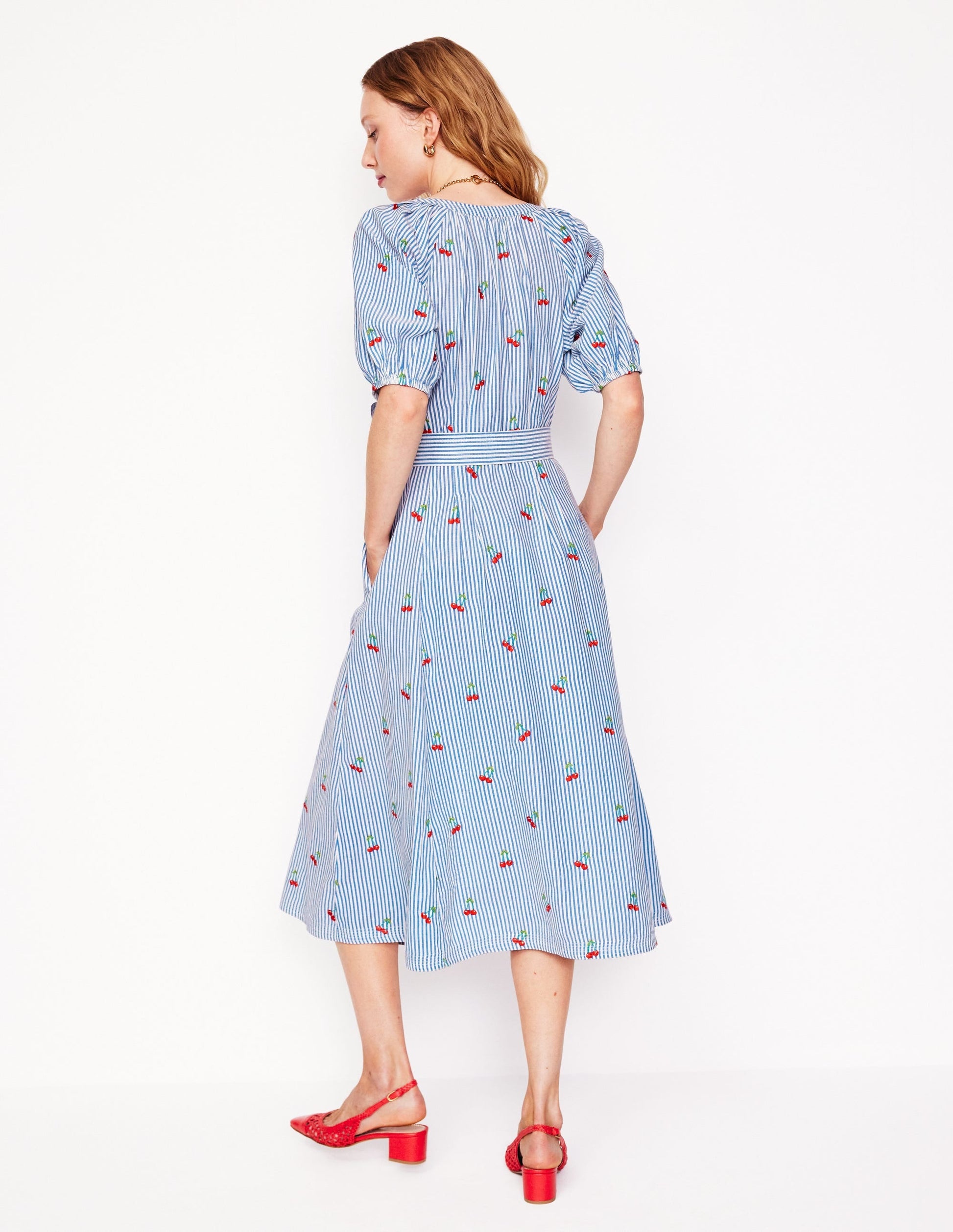 Bria Embroidered Midi Dress-Cherries Embroidery-3