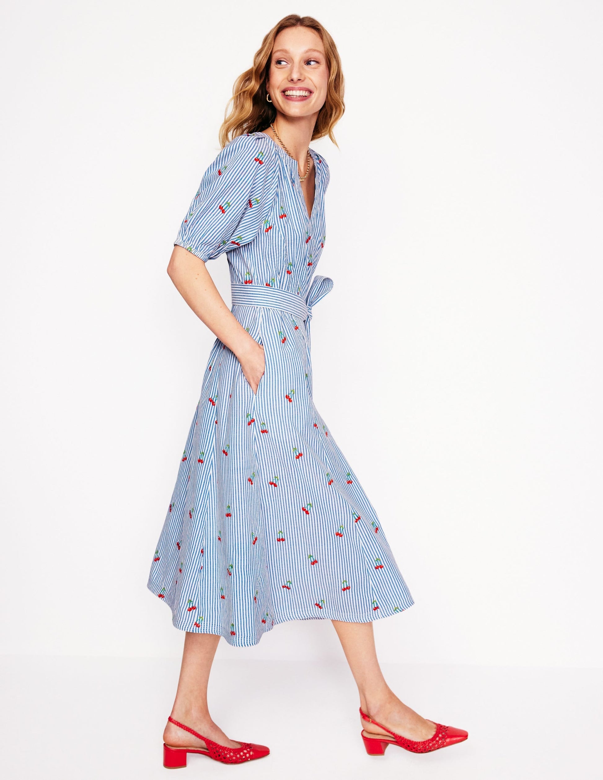 Bria Embroidered Midi Dress-Cherries Embroidery-4