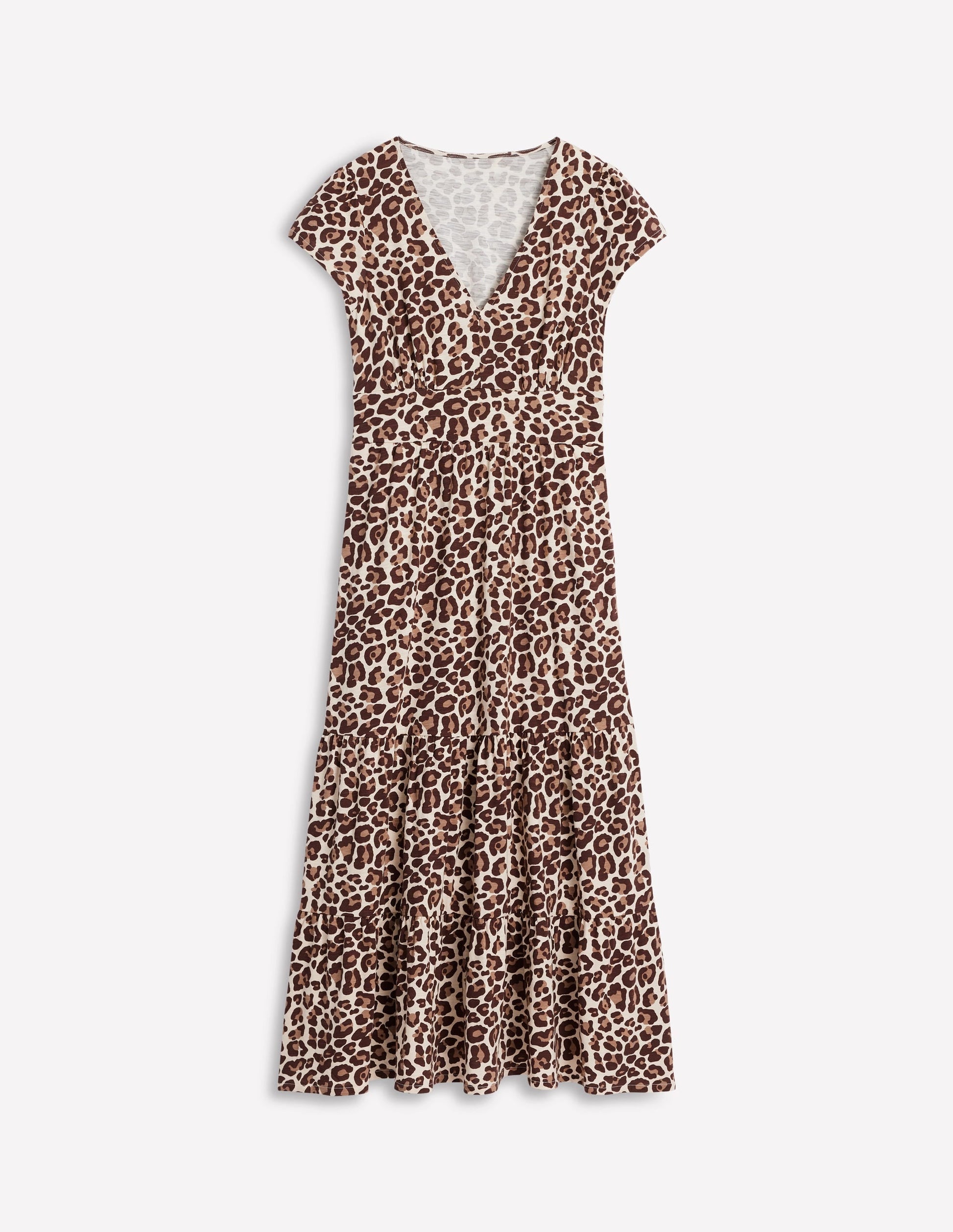 Eloise Tiered Jersey Dress-Sandpiper Beige, Cheetah Pop-5