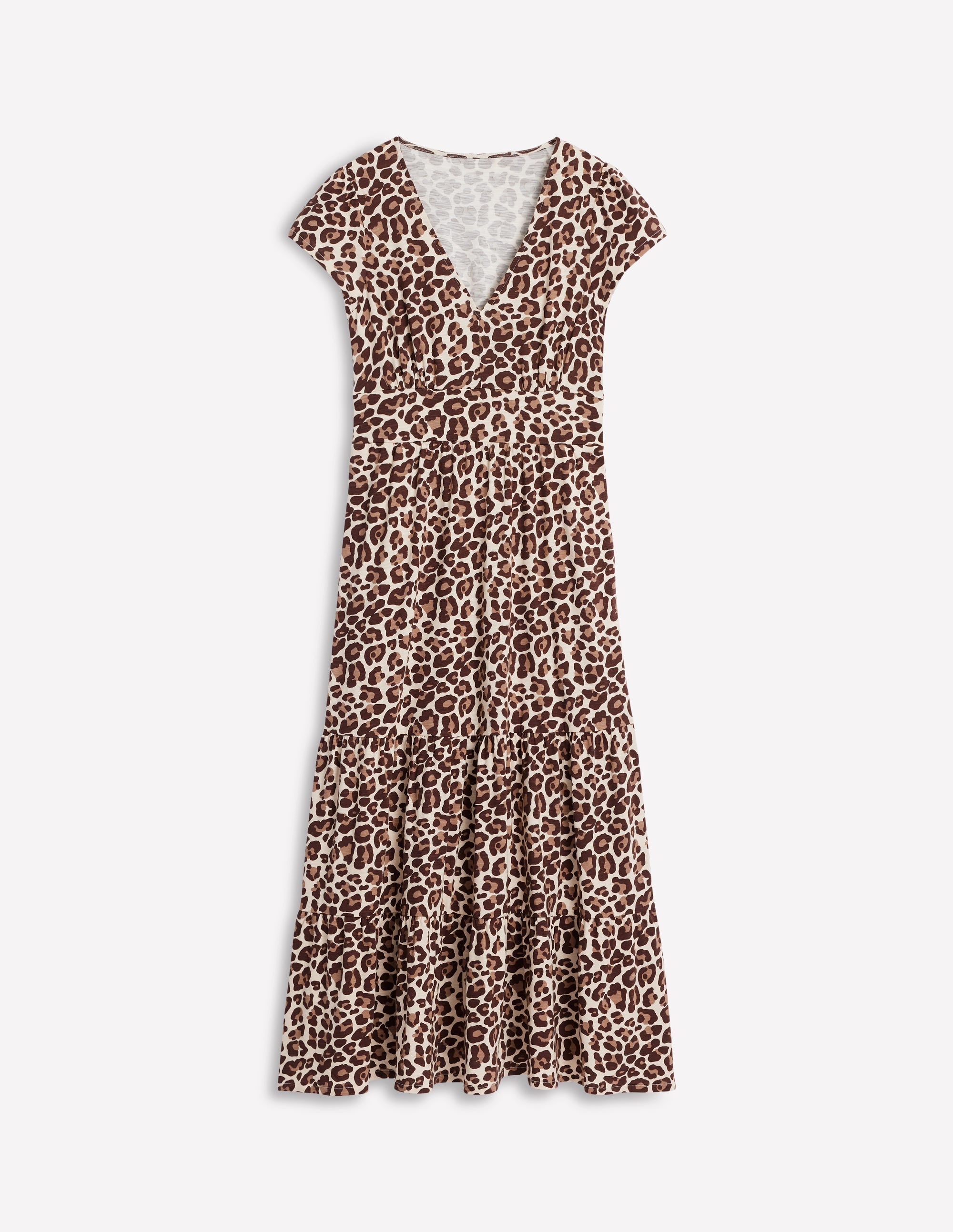 Eloise Tiered Jersey Dress-Sandpiper Beige, Cheetah Pop - Image 5