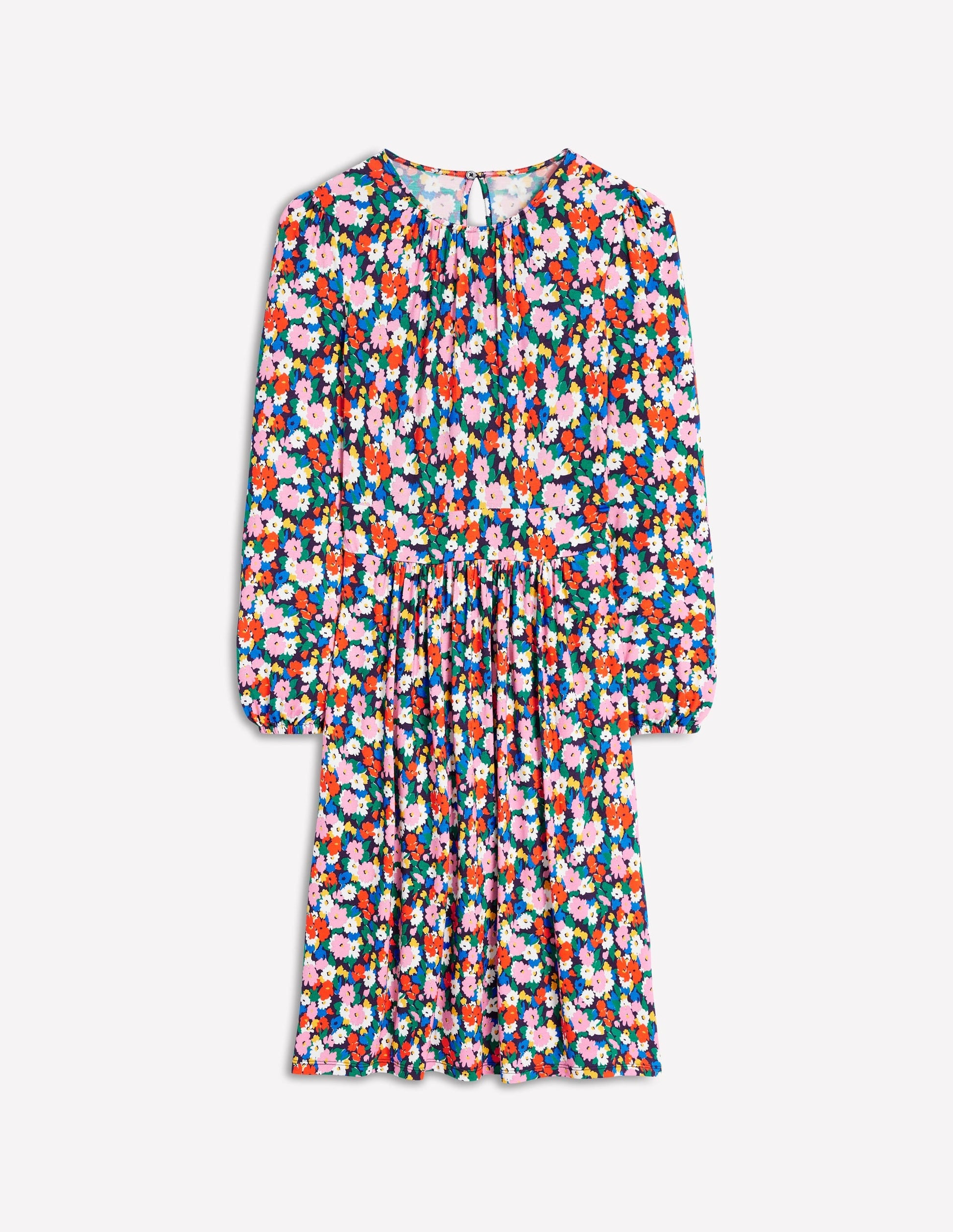 Alexandra Blouson Jersey Dress-Multi, Painterly Meadow-5