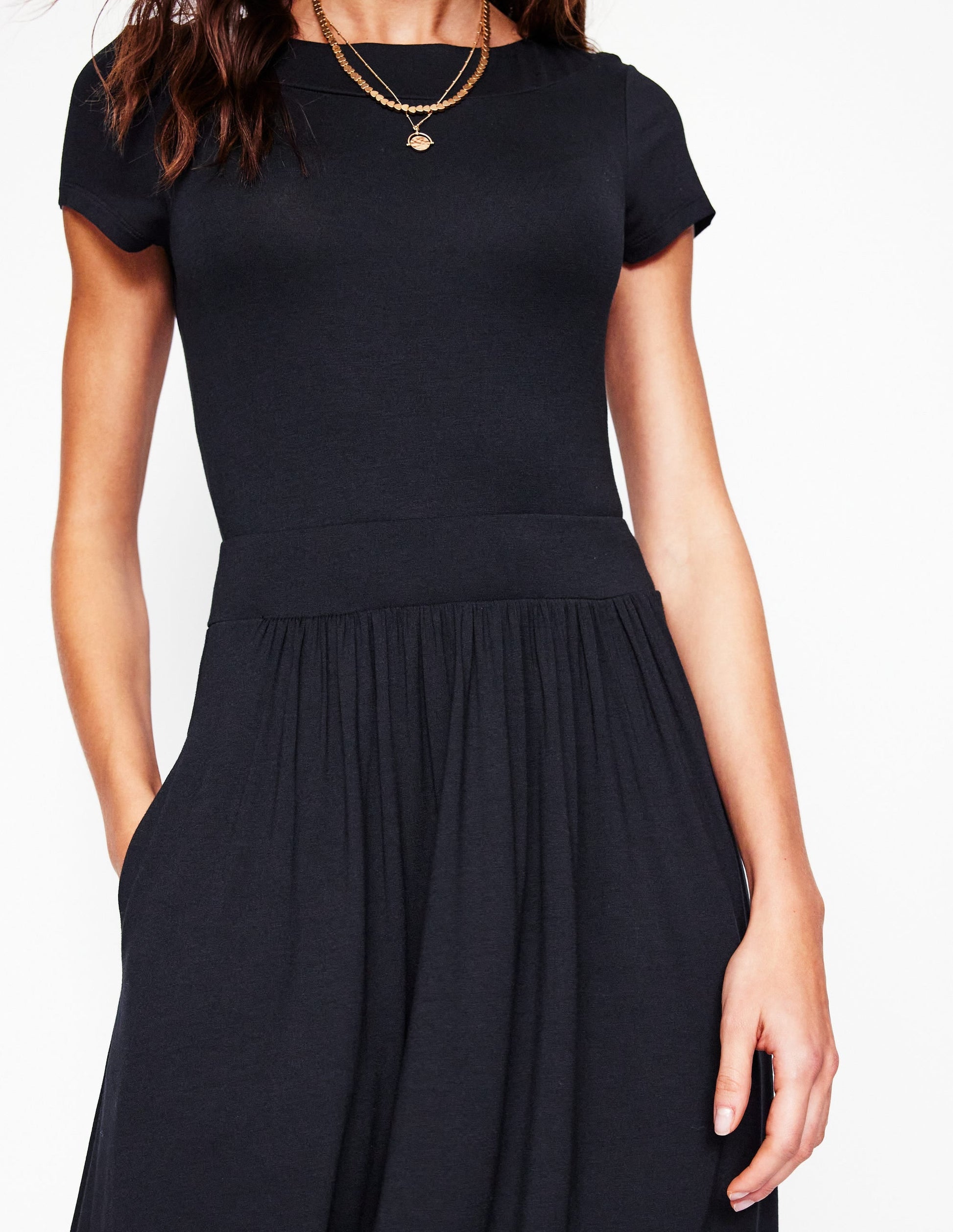 Melanie Jersey Midi Dress-Black-2