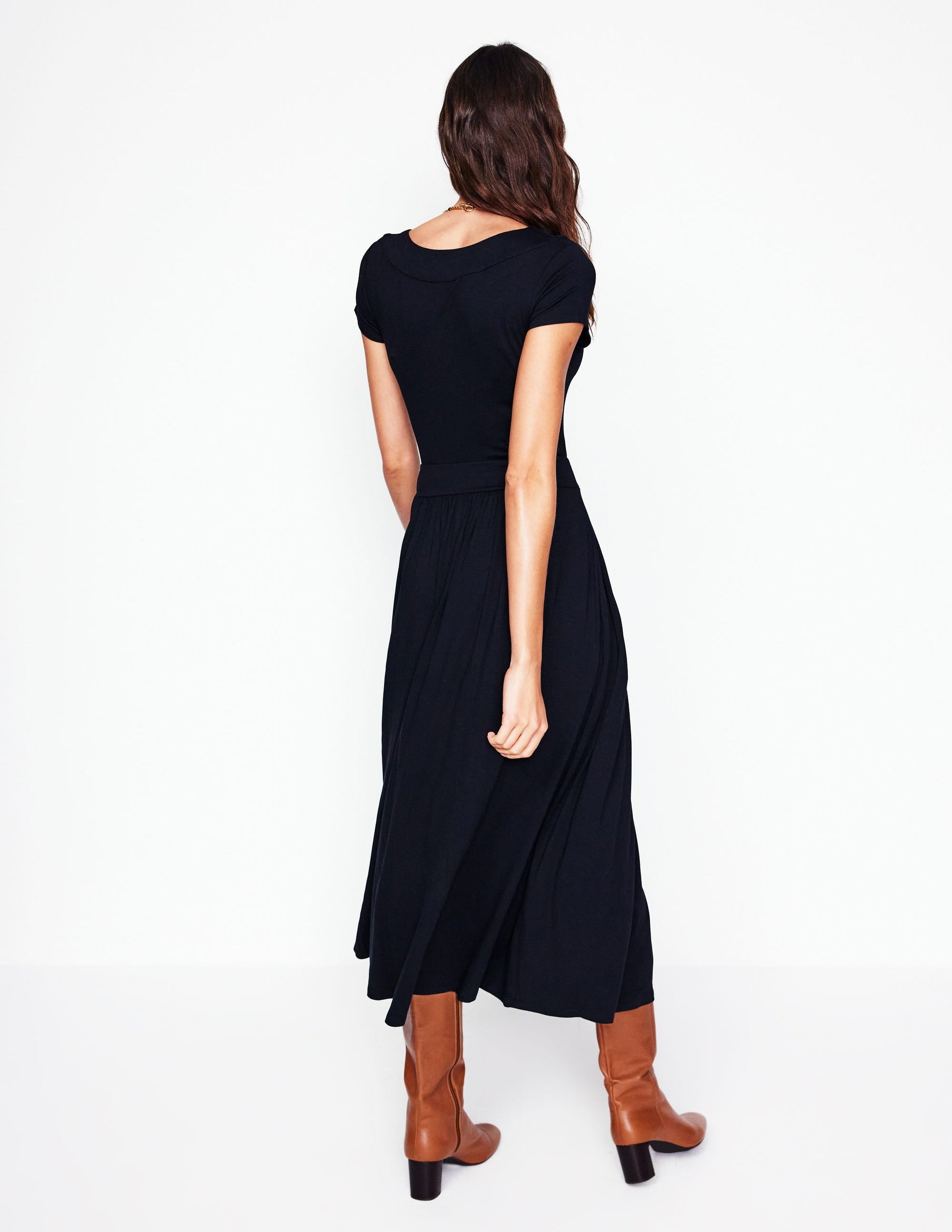 Melanie Jersey Midi Dress-Black-3