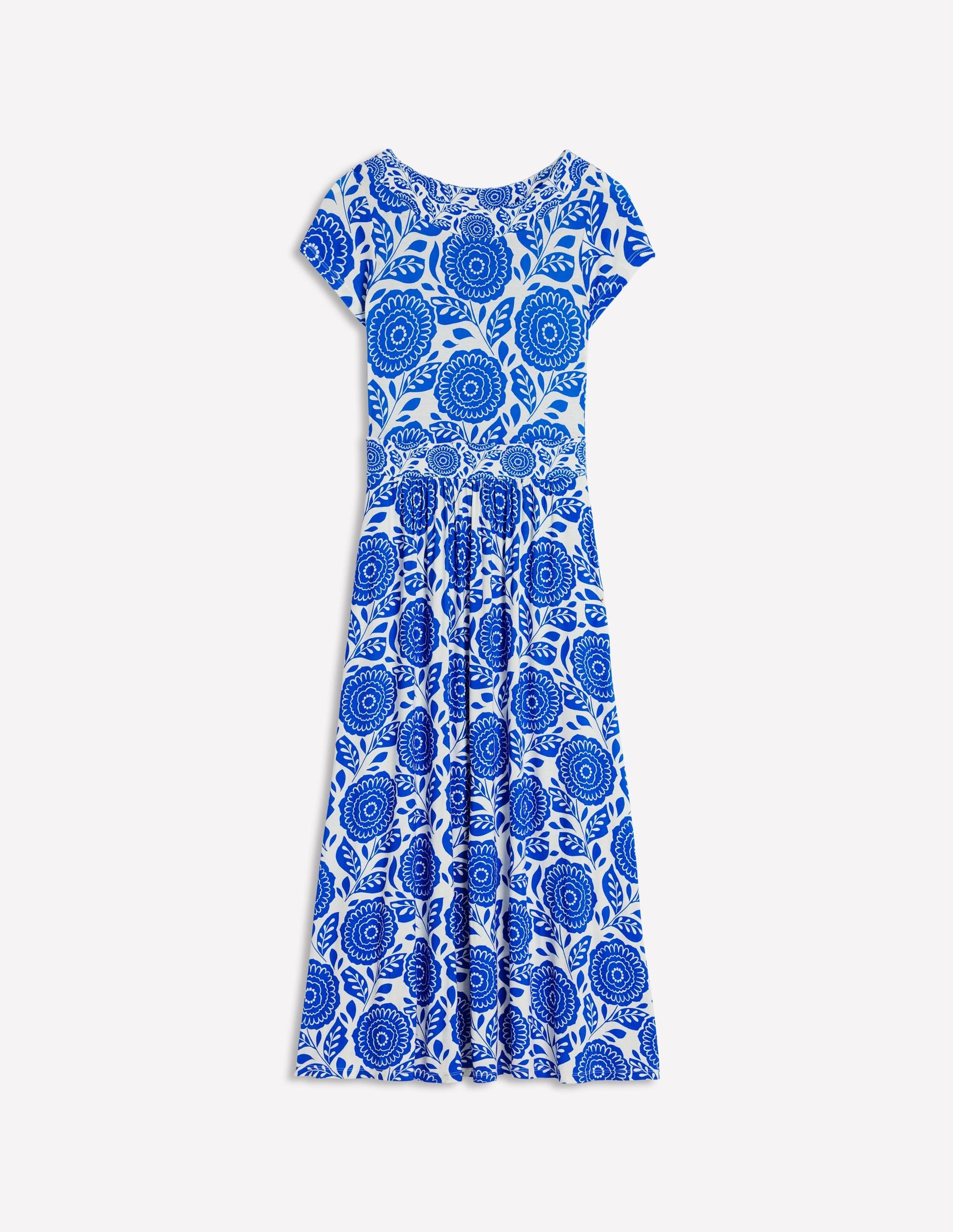 Melanie Jersey Midi Dress-Gallery Blue, Dahlia Stamp-6