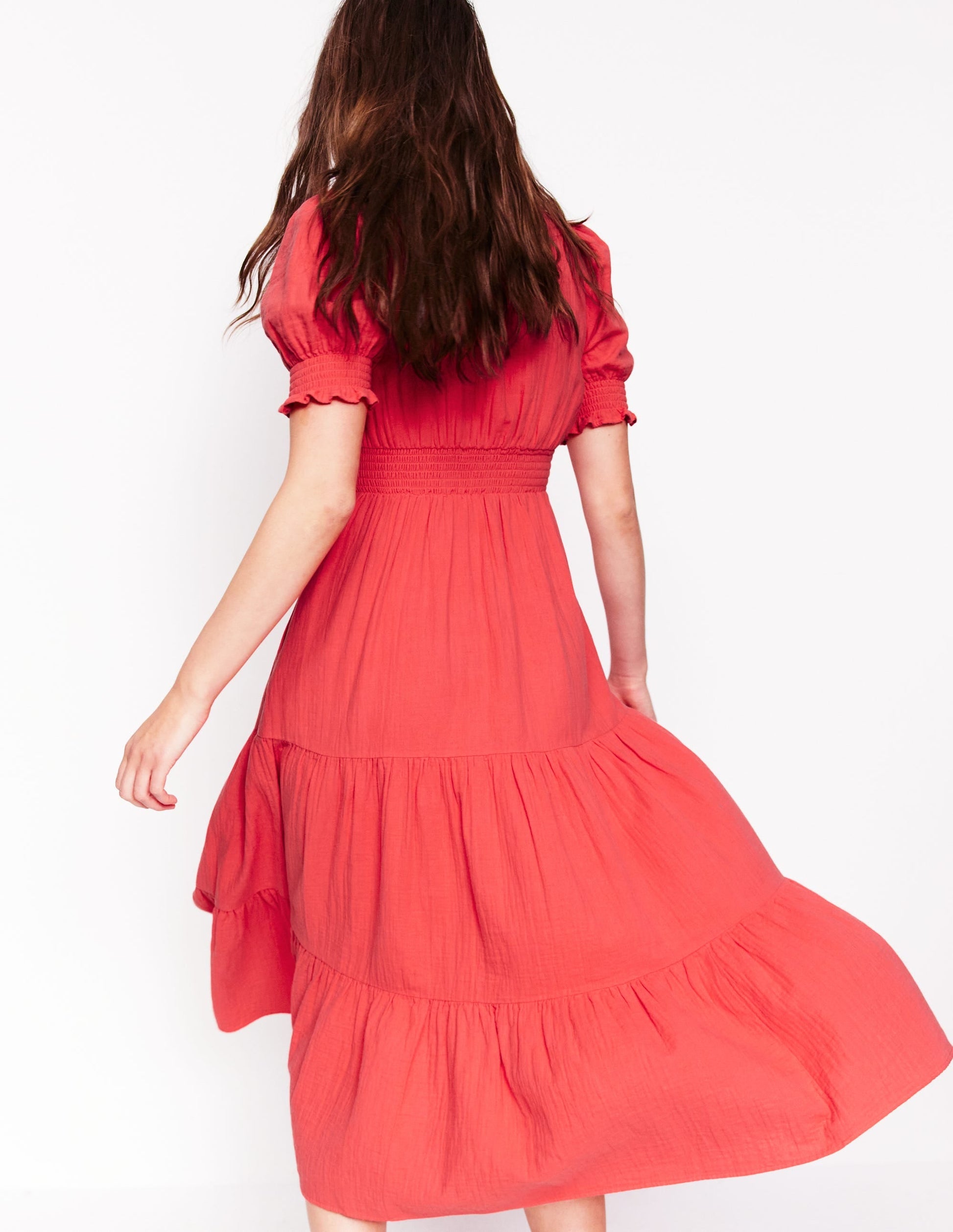 Anna Double Cloth Midi Dress-Jam Red-3