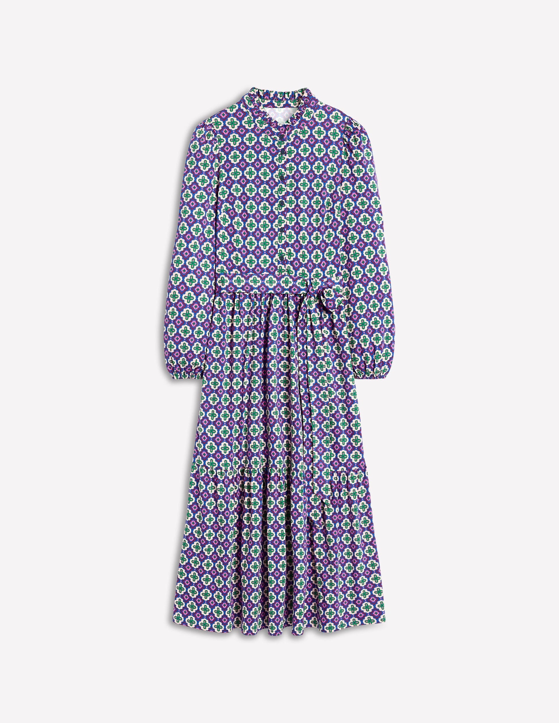 Willow Tiered Jersey Dress-Multi, Moroccan Diamond-6