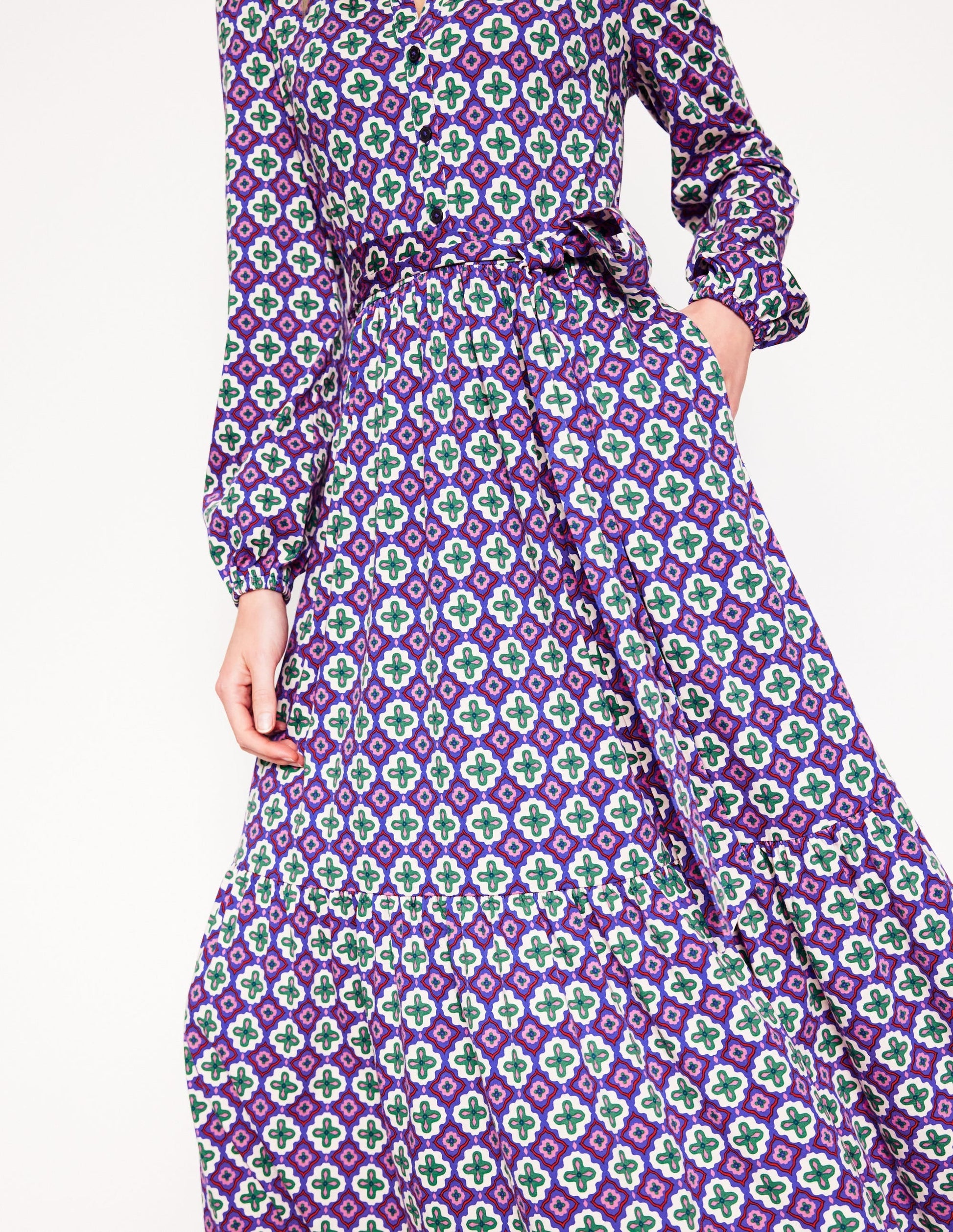 Willow Tiered Jersey Dress-Multi, Moroccan Diamond-2