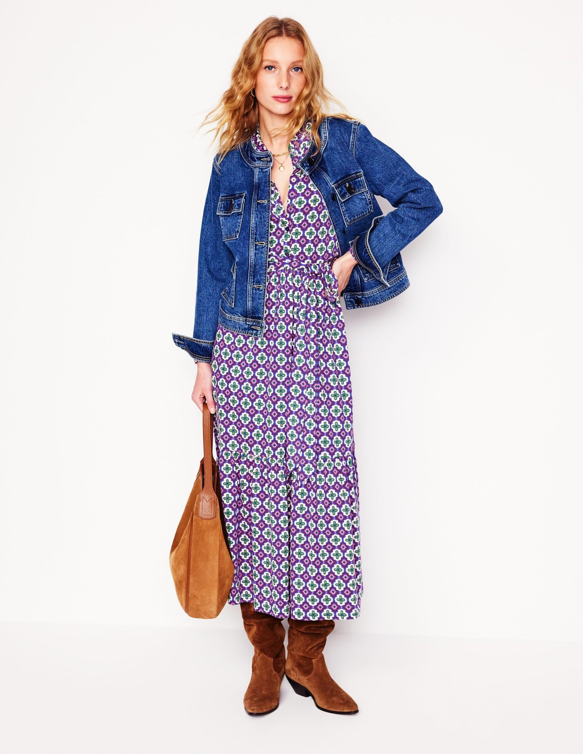 Willow Tiered Jersey Dress-Multi, Moroccan Diamond-5