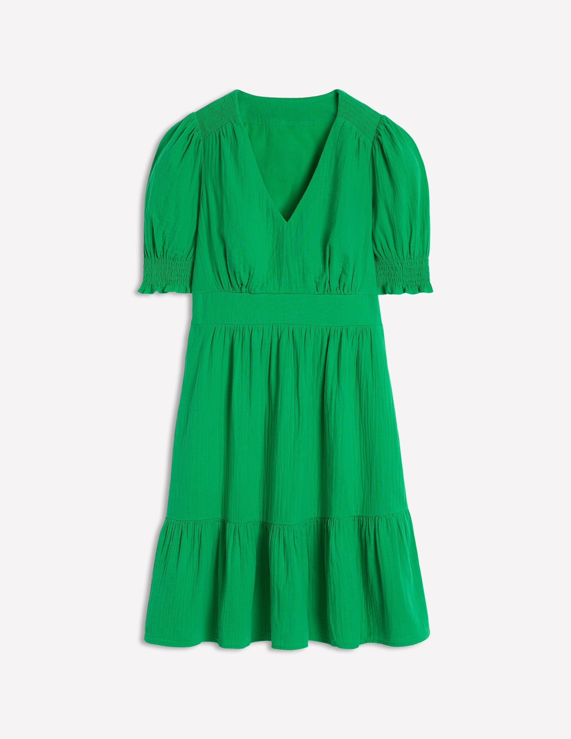 Anna Double Cloth Short Dress-Bright Green-5