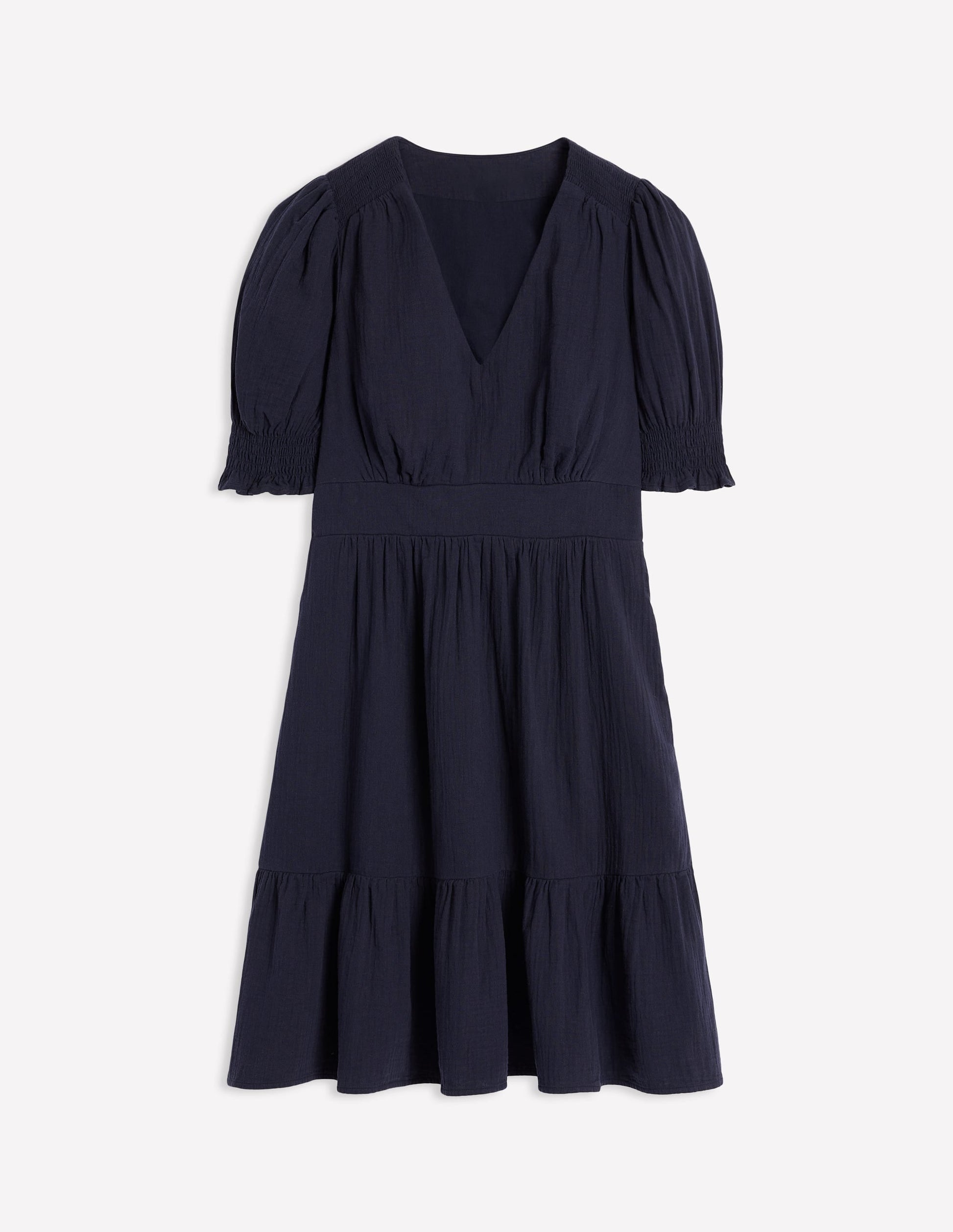 Anna Double Cloth Short Dress-Navy-5