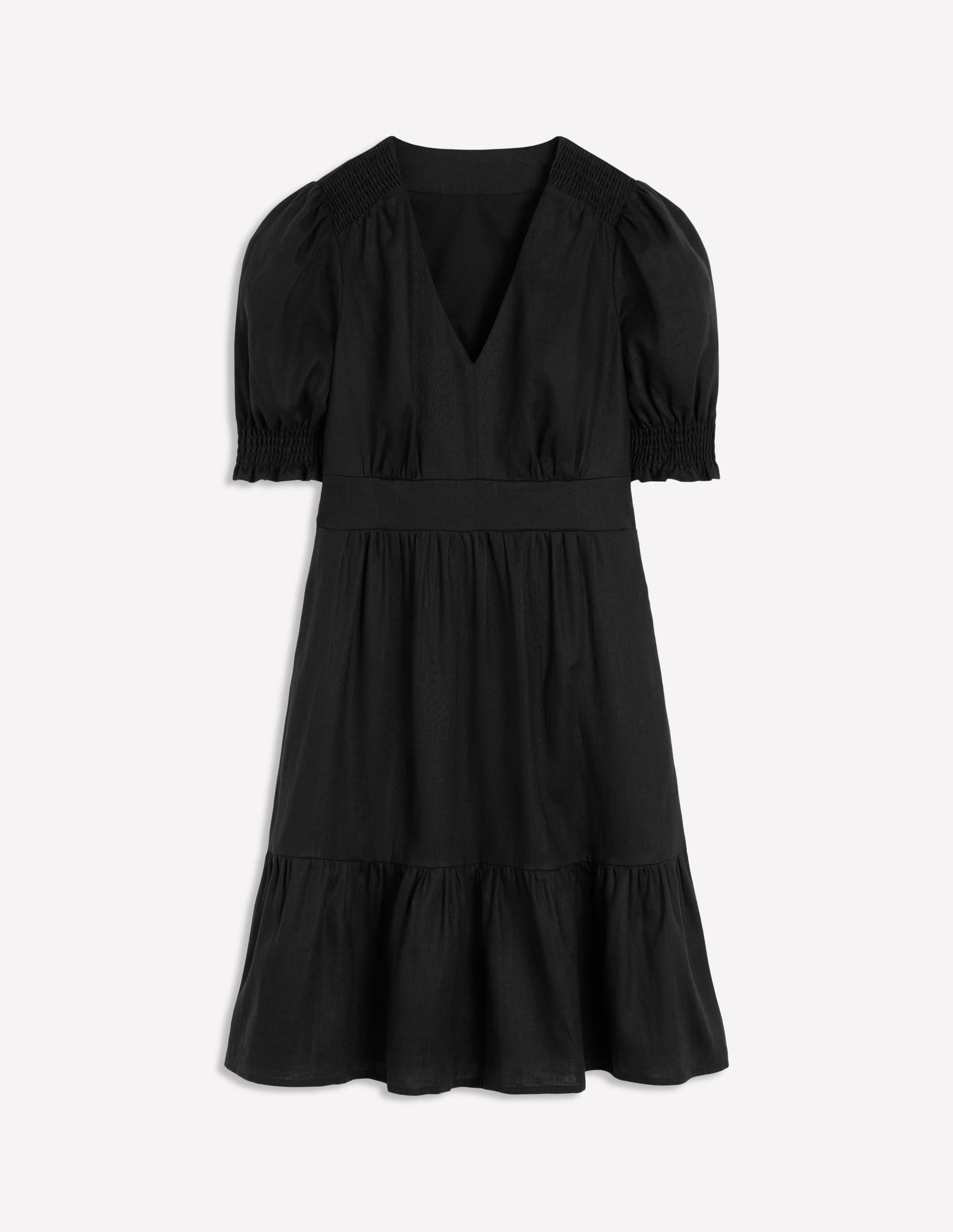Anna Linen Short Dress-Black-5