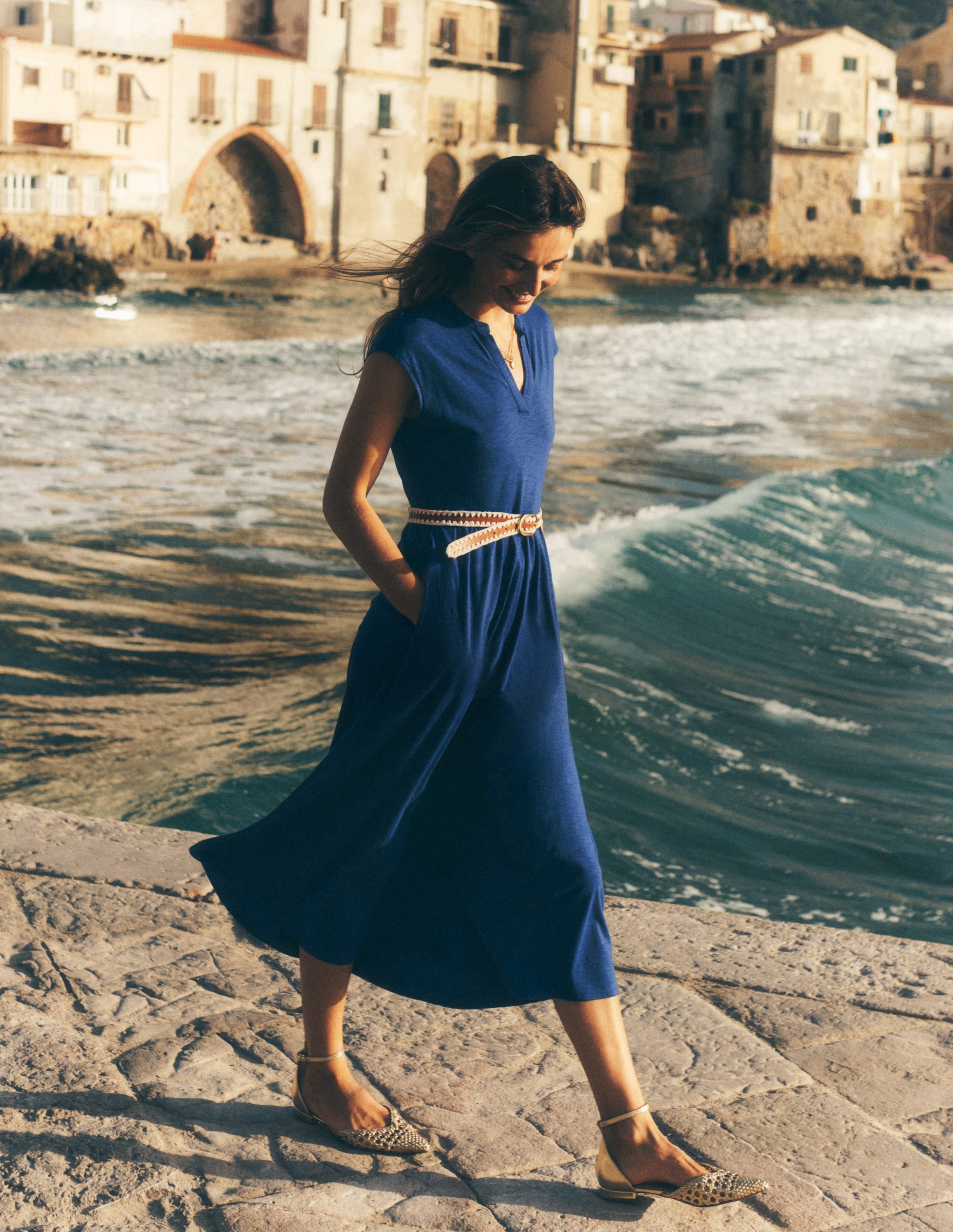 Chloe Jersey Midi Dress-Starboard Blue - Image 1