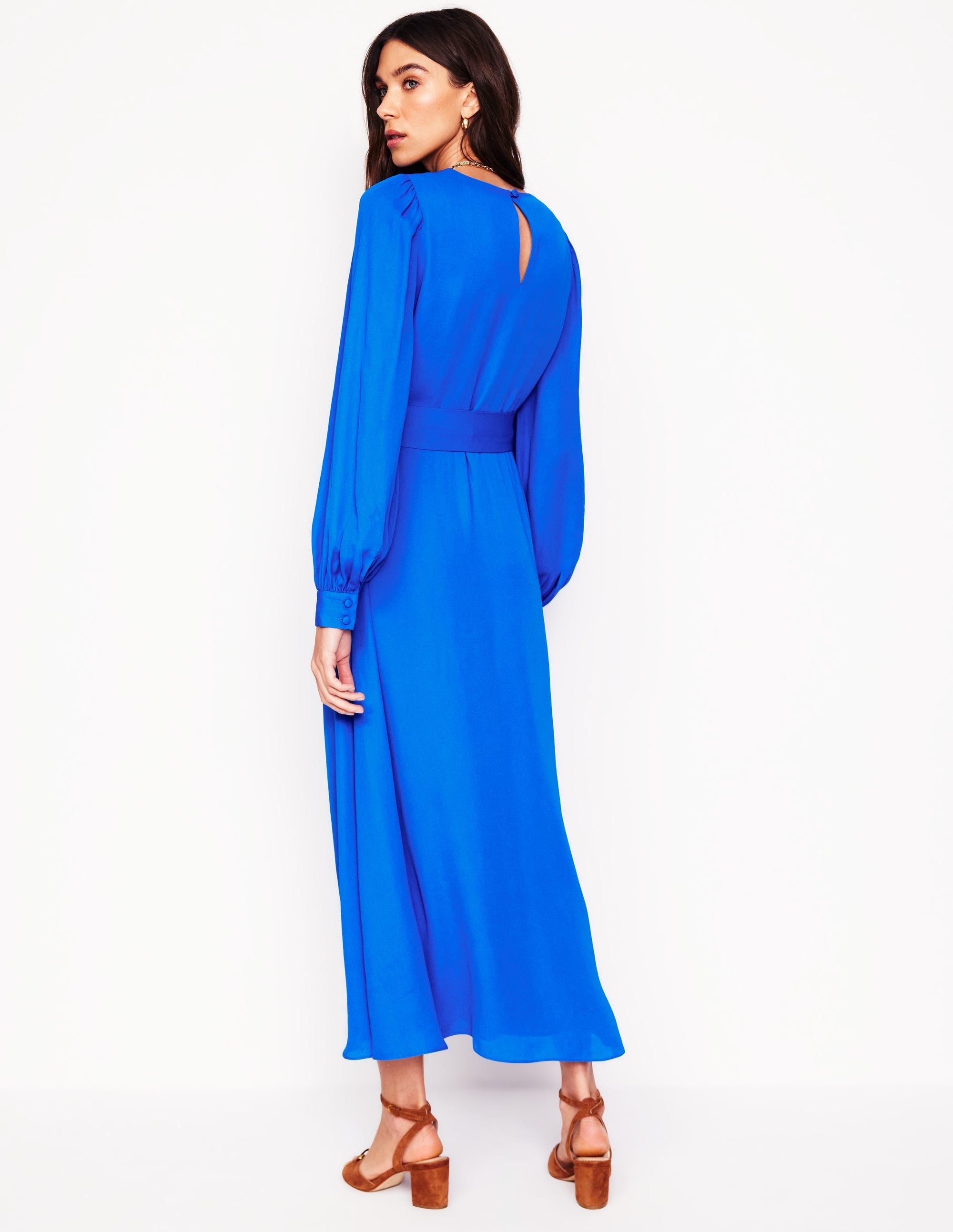 Blouson Sleeve Midi Dress-Gallery Blue - Image 3