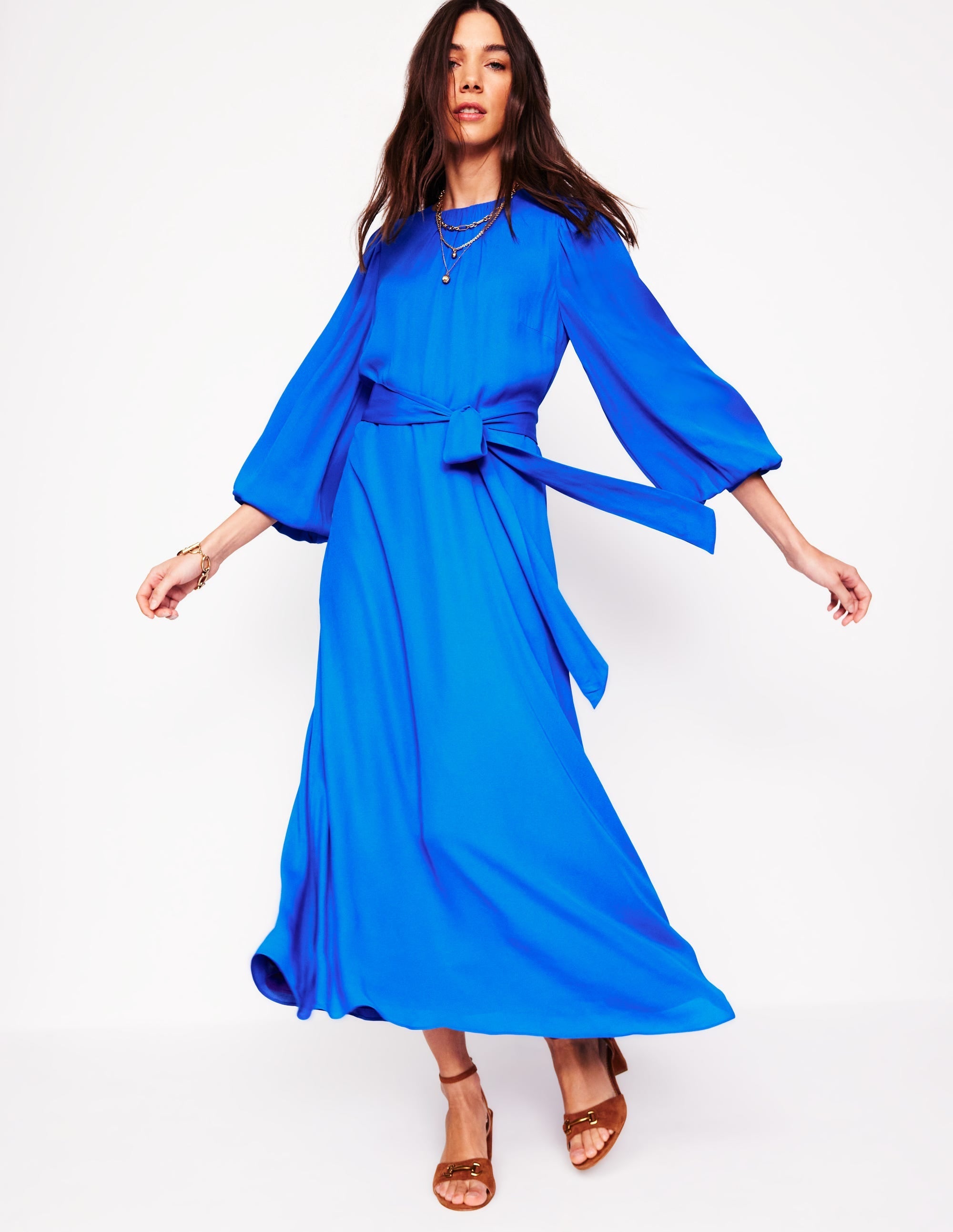 Blouson Sleeve Midi Dress-Gallery Blue - Image 4