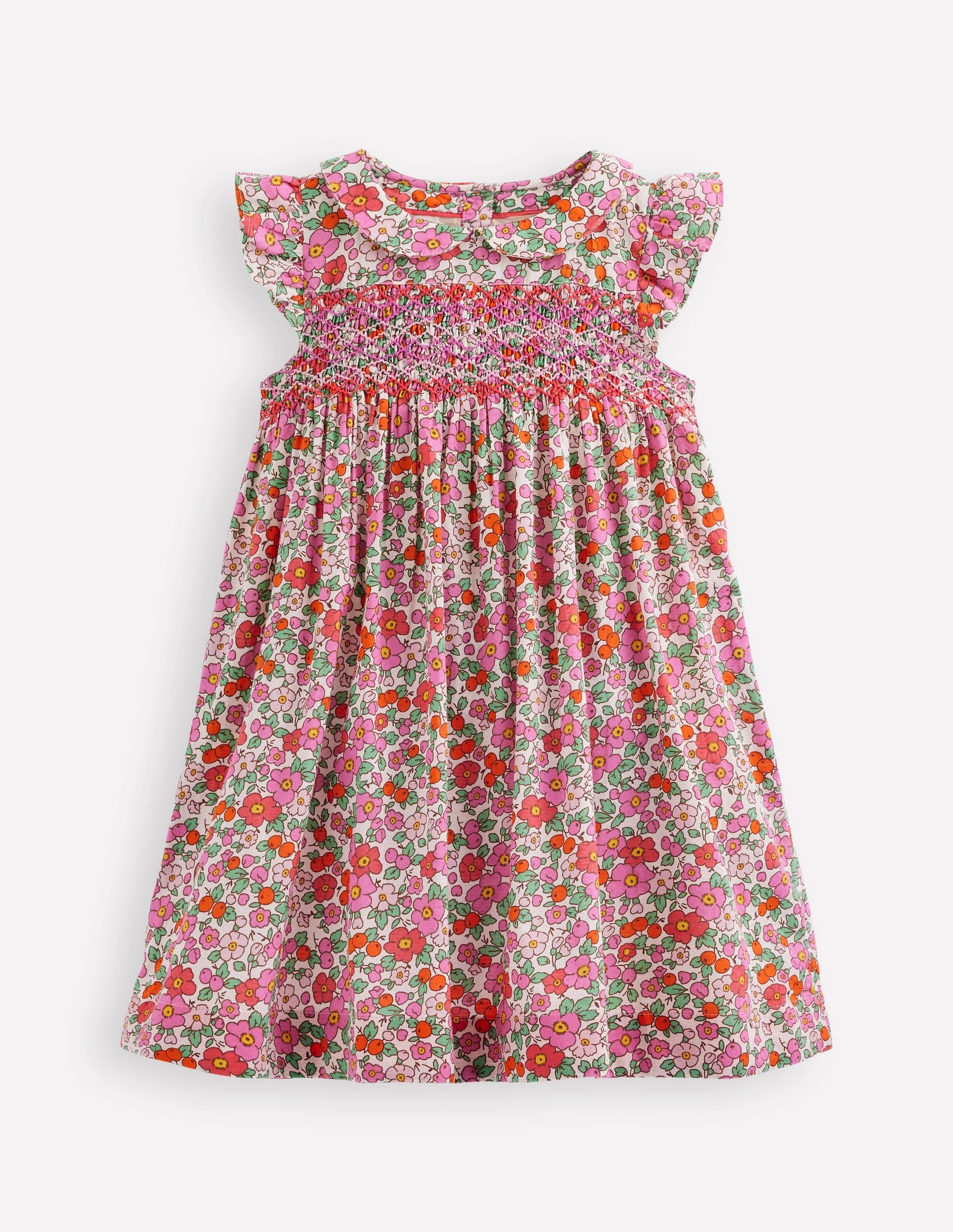 Adeline Smocked Dress-Pink Apple Blossom Floral-3