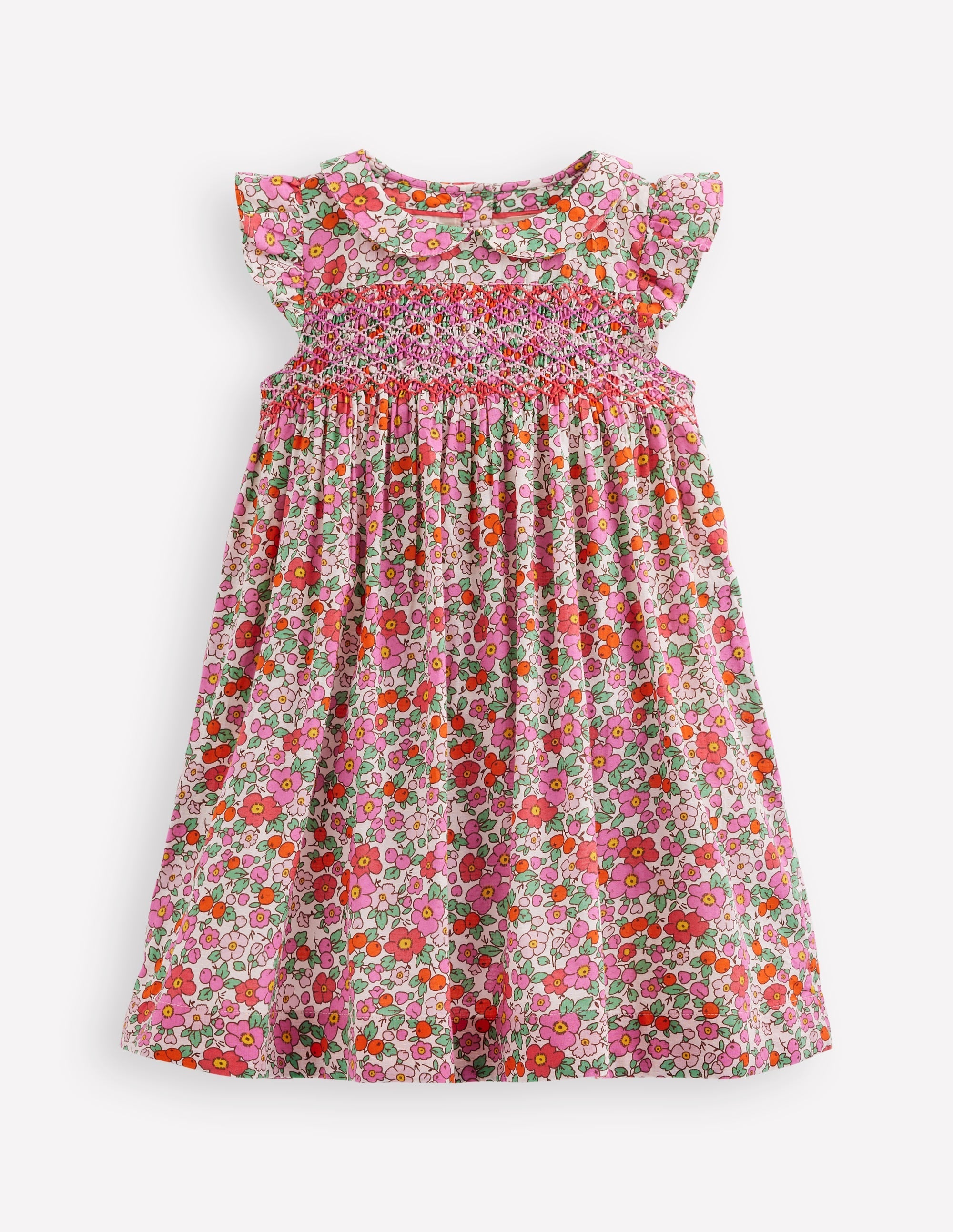 Adeline Smocked Dress-Pink Apple Blossom Floral - Image 3