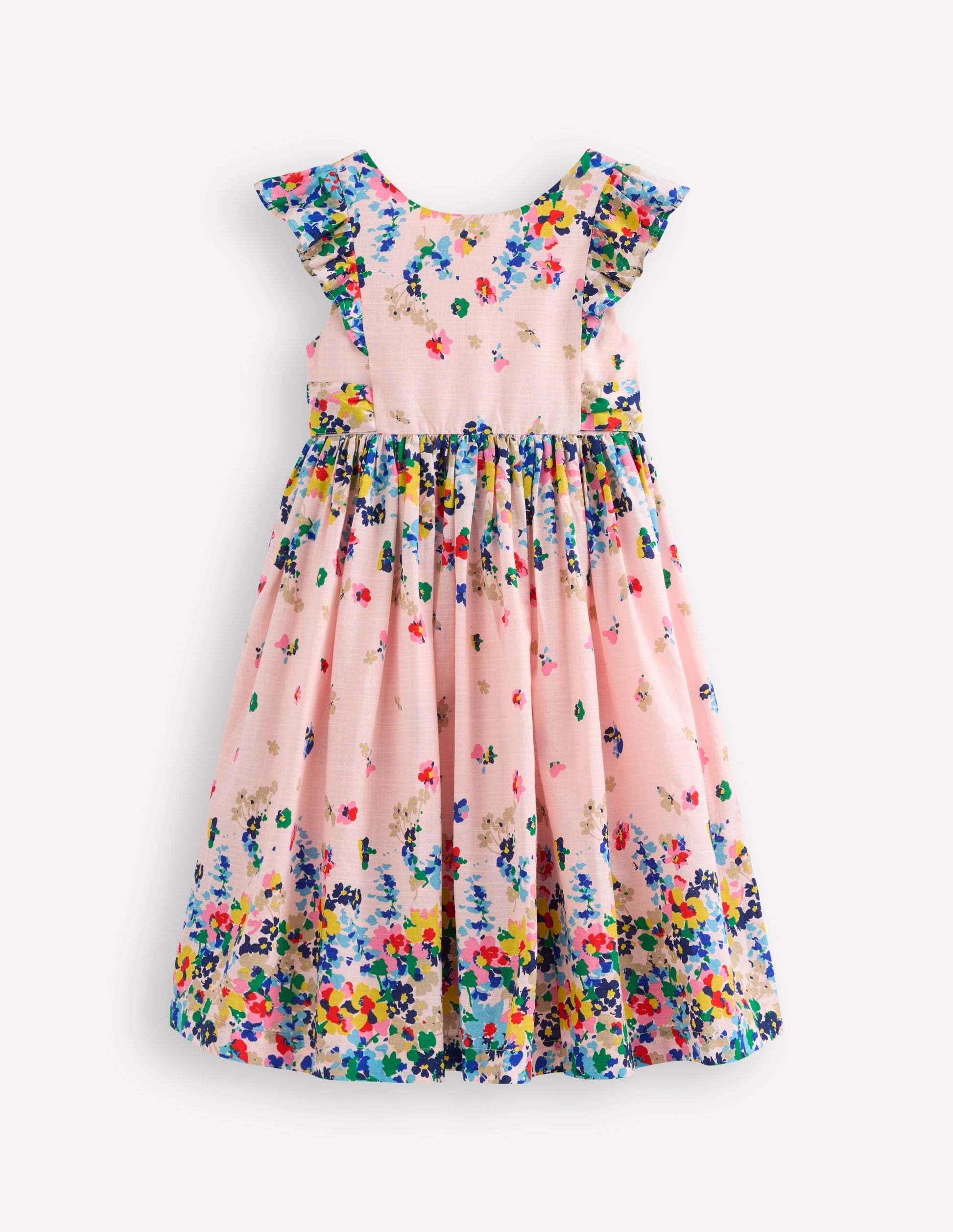 Bow Back Midi Dress-Floral Placement-1