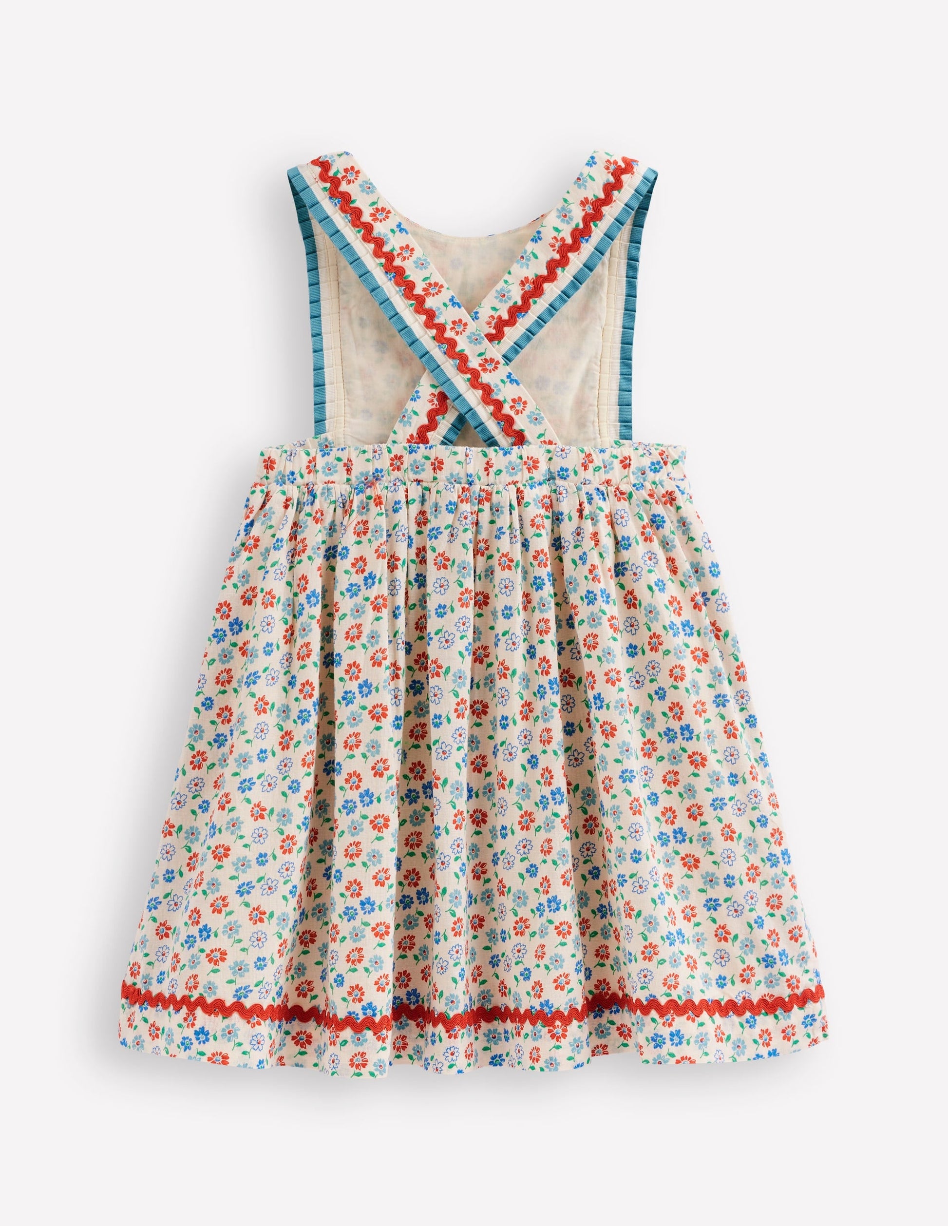 Pinafore Dress-Vanilla White Vintage Daisy-2