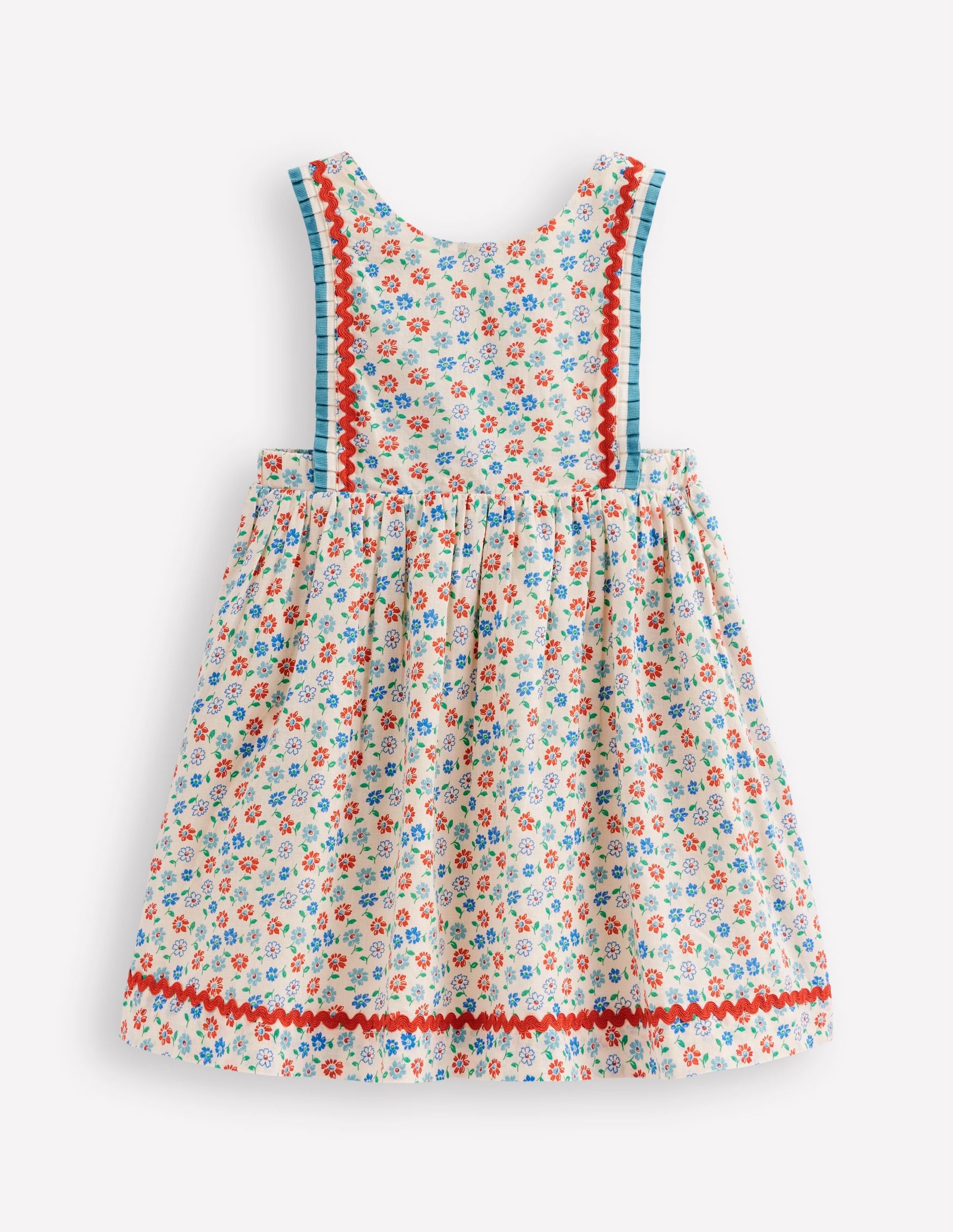 Pinafore Dress-Vanilla White Vintage Daisy-1