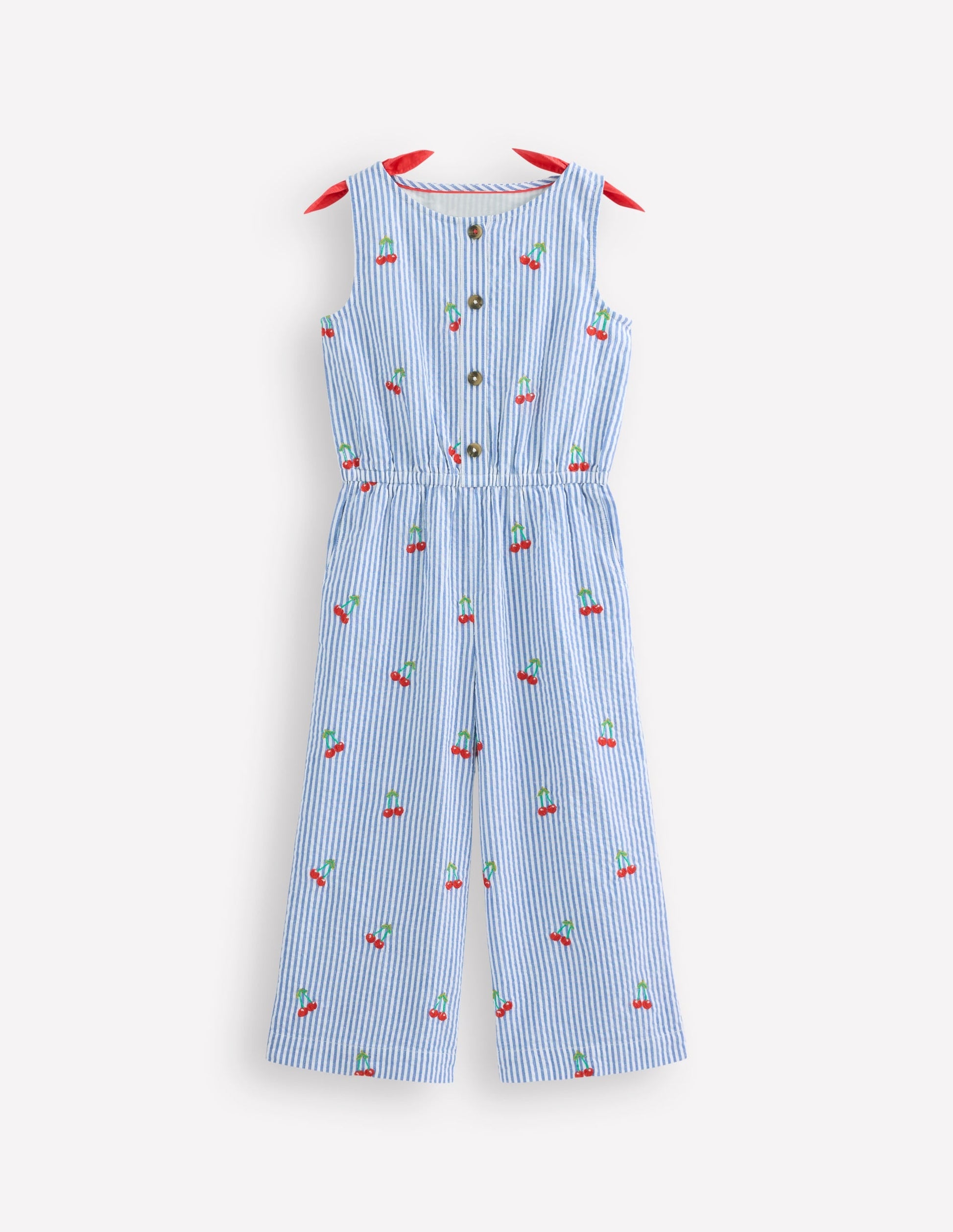 Wide Leg Jumpsuit-Cherry Embroidery-1