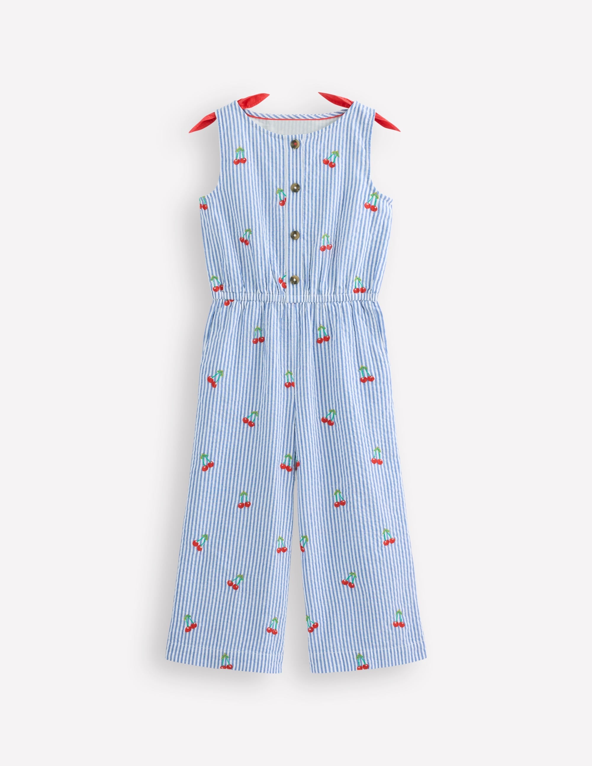 Wide Leg Jumpsuit-Cherry Embroidery - Image 1