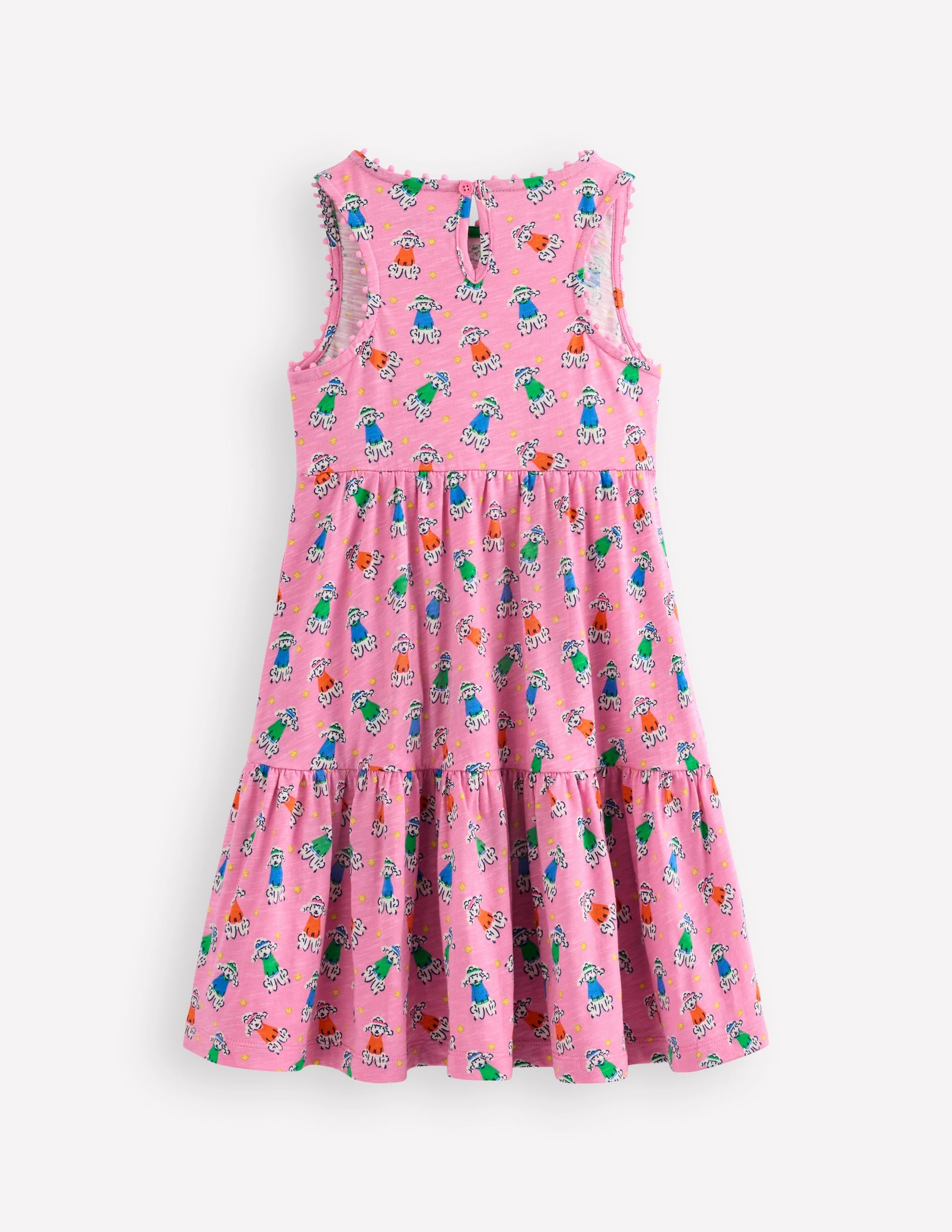 Ali Pom Trim Jersey Dress-Cosmos Pink Sporty Poodle-2
