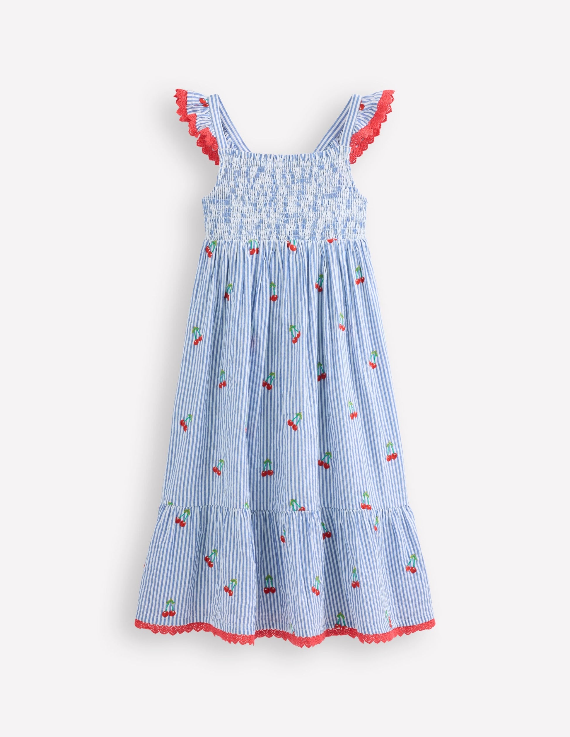 Luella Frill Maxi Sundress-Blue/White Cherries-2