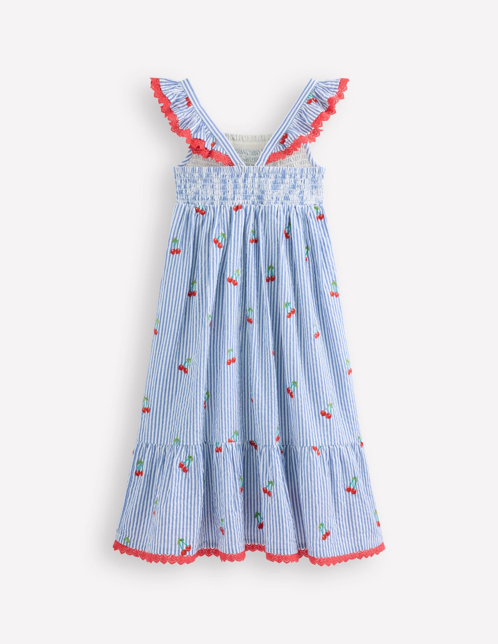 Luella Frill Maxi Sundress-Blue/White Cherries-3