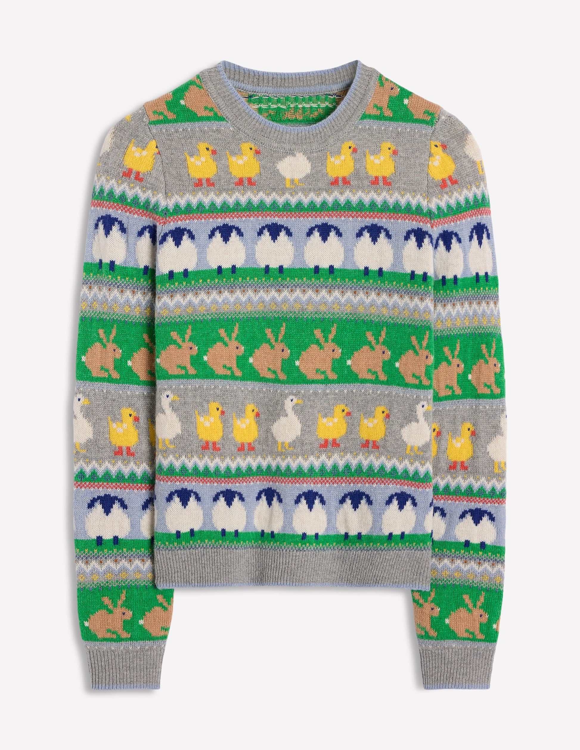 Edie Fair Isle Jumper-Grey Melange, Animal-6