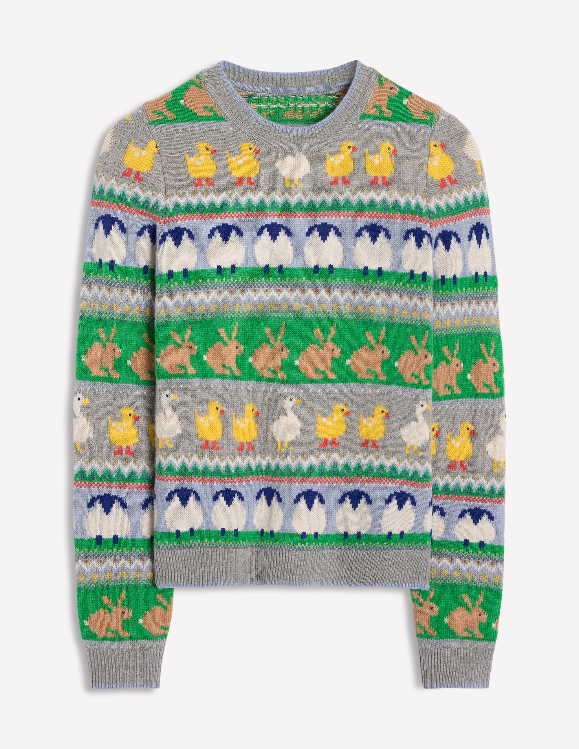 Edie Fair Isle Jumper-Grey Melange, Animal - Image 6