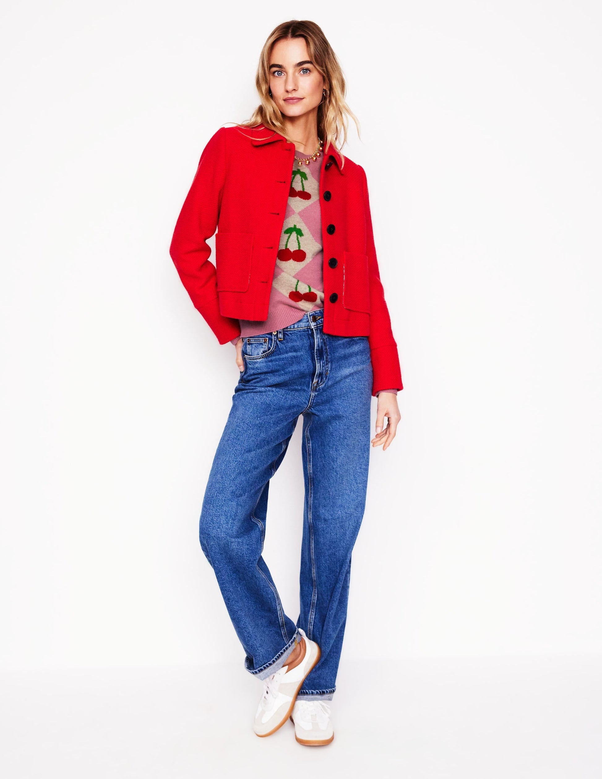 Lydia Cashmere Jumper-Pink, Cherry Argyle-7