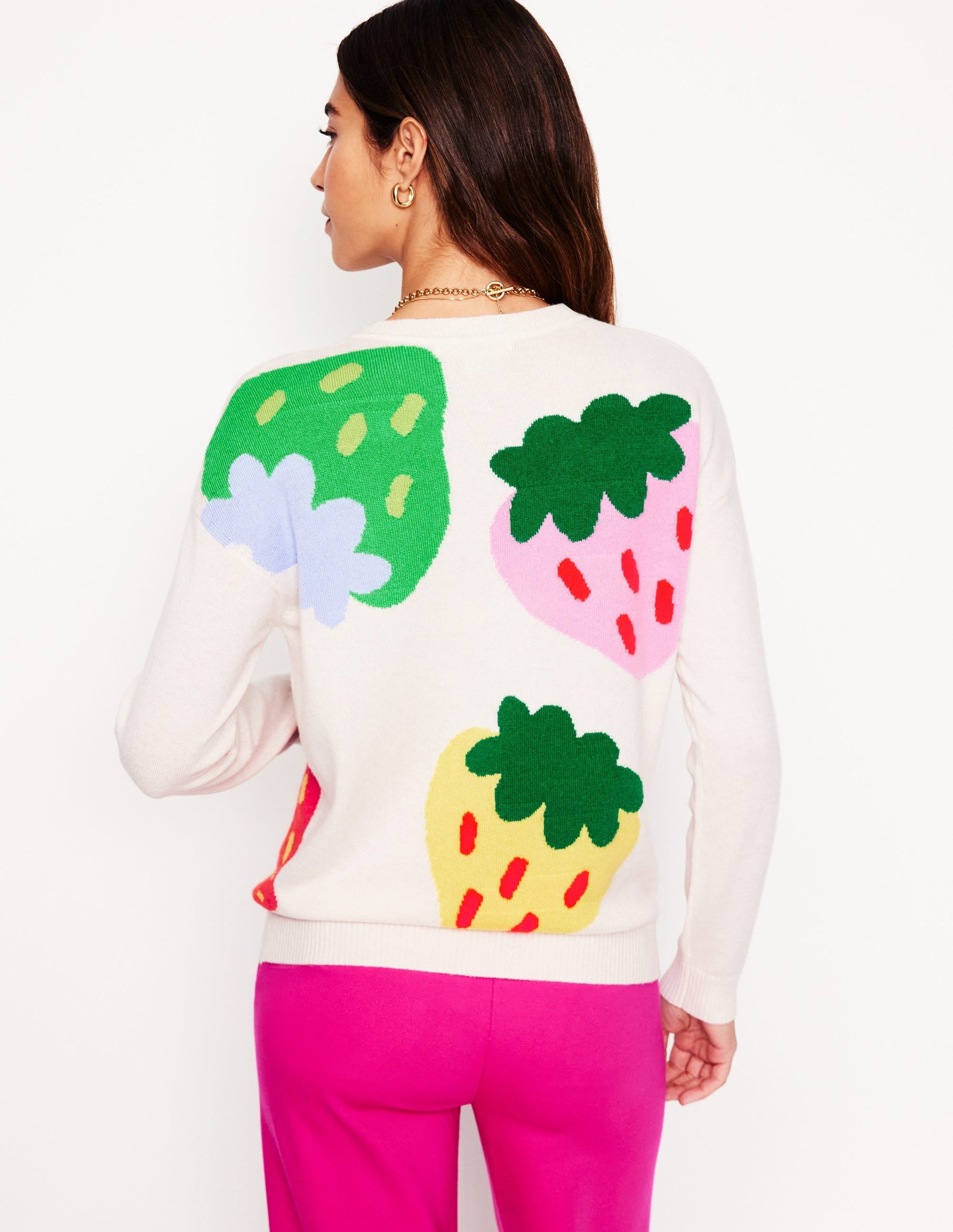 Lydia Cashmere Jumper-Ecru, Strawberries-3
