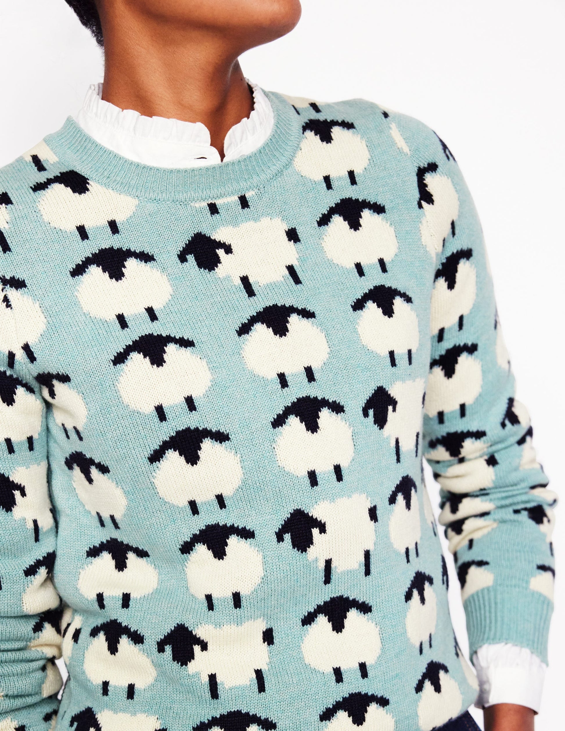 Heather Jacquard Jumper-Seamist Blue, Sheep-2